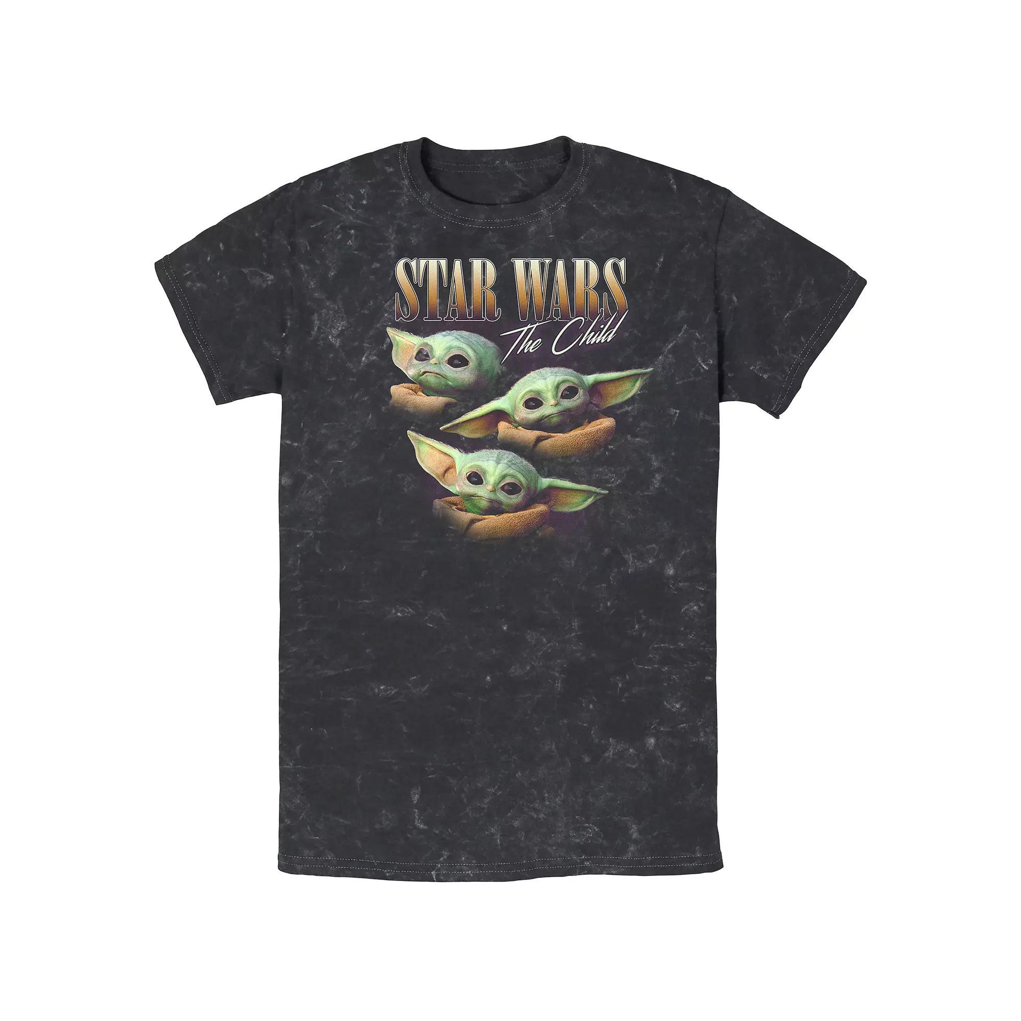 Men's Star Wars The Mandalorian Grogu Faces Mineral Wash Graphic Tee, Size: Medium, Black Product Image