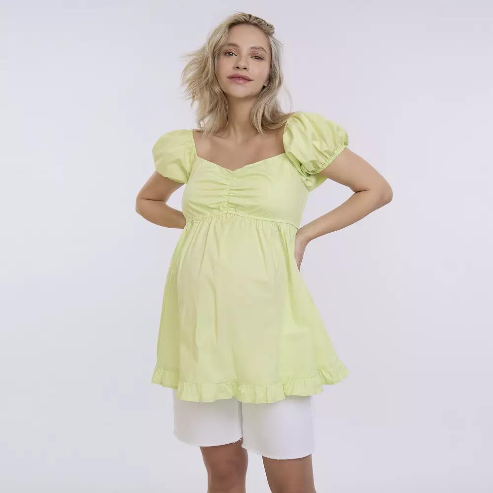Maternity Motherhood Off-The-Shoulder Ruched Top, Womens Soft Green Product Image