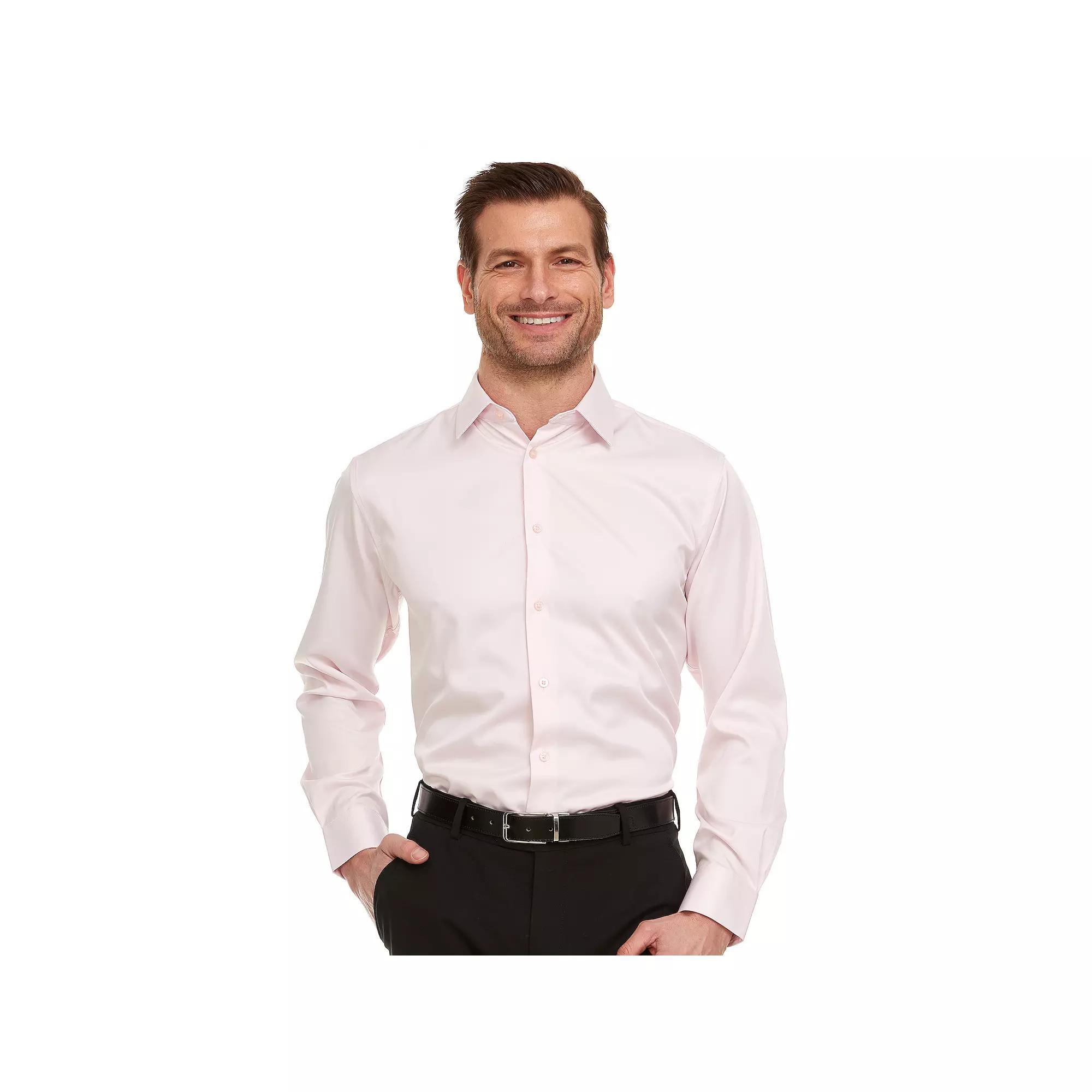 Men's Geoffrey Beene Slim-Fit Sateen Stretch Dress Shirt, Size: 14.5-32/33, Light Pink Product Image