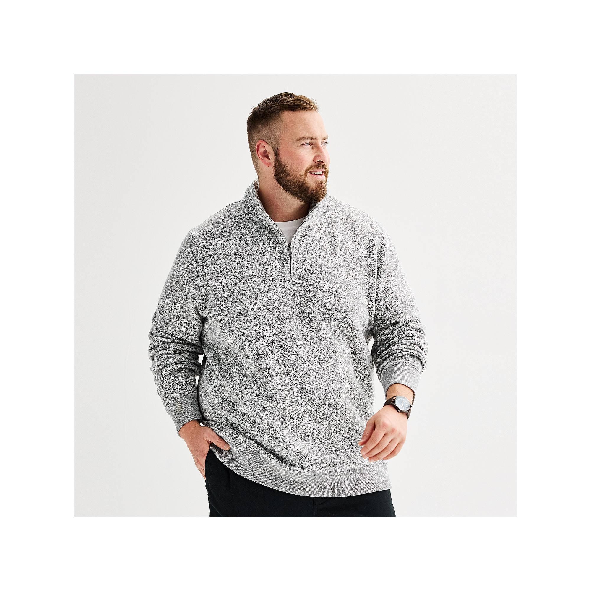 Big & Tall Sonoma Goods For Life® Fleece Quarter Zip Pullover, Men's, Size: 5XB, Grey Gray Product Image