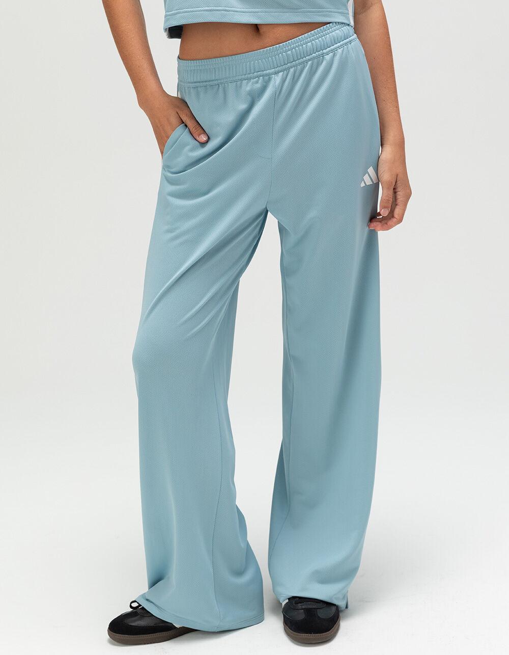 ADIDAS Tiro Cut 3-Stripes Womens Mesh Wide Leg Pants - DUSTY BLUE Product Image