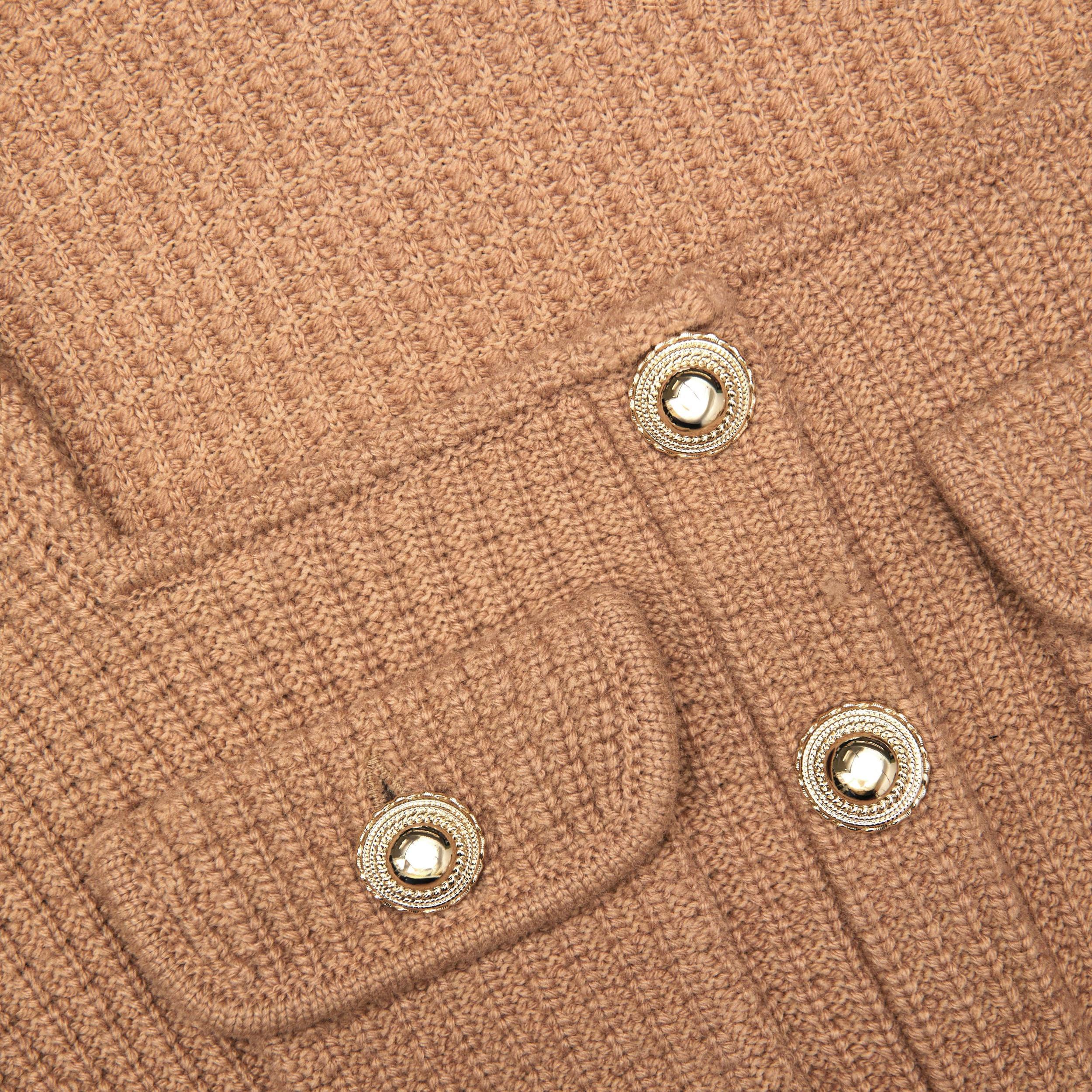 Camel Peplum Knit Midi Dress Product Image