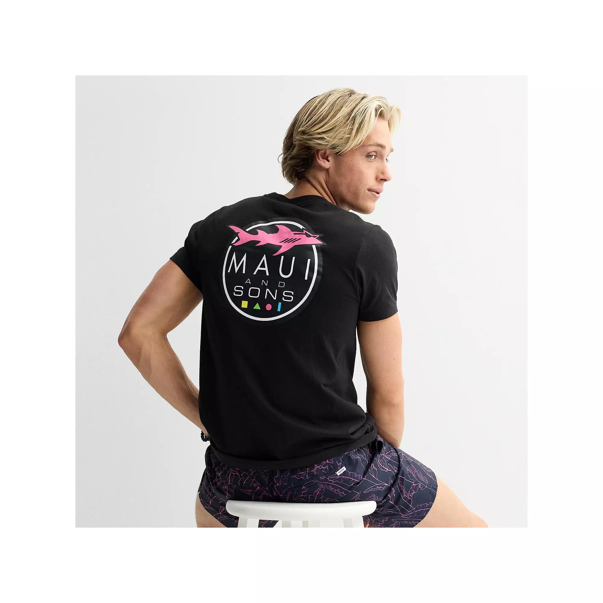 Men's Maui and Sons Classic Shark T-Shirt, Size: XXL, Black Product Image