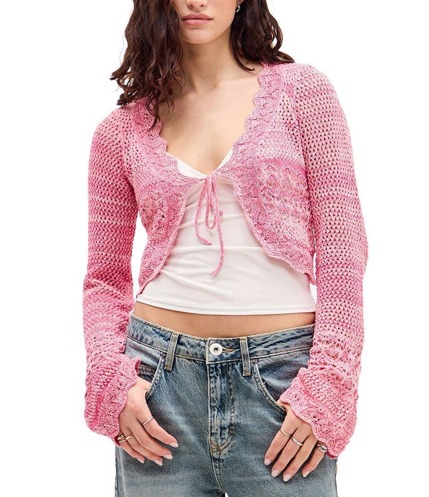 BDG Urban Outfitters Tie Front Long Sleeve Crocheted Cardigan Product Image