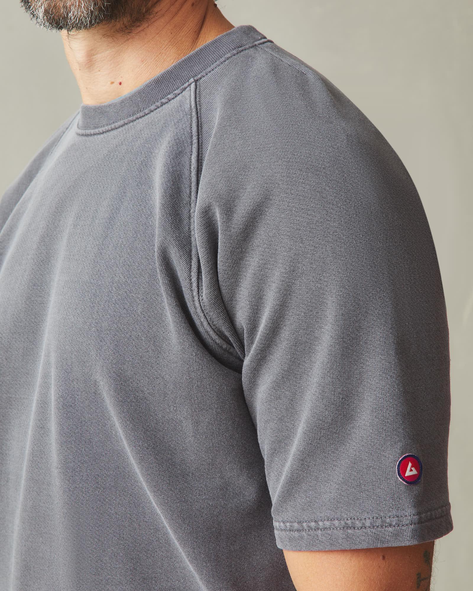 Men's Distressed French Terry Tee - Dark Charcoal Product Image