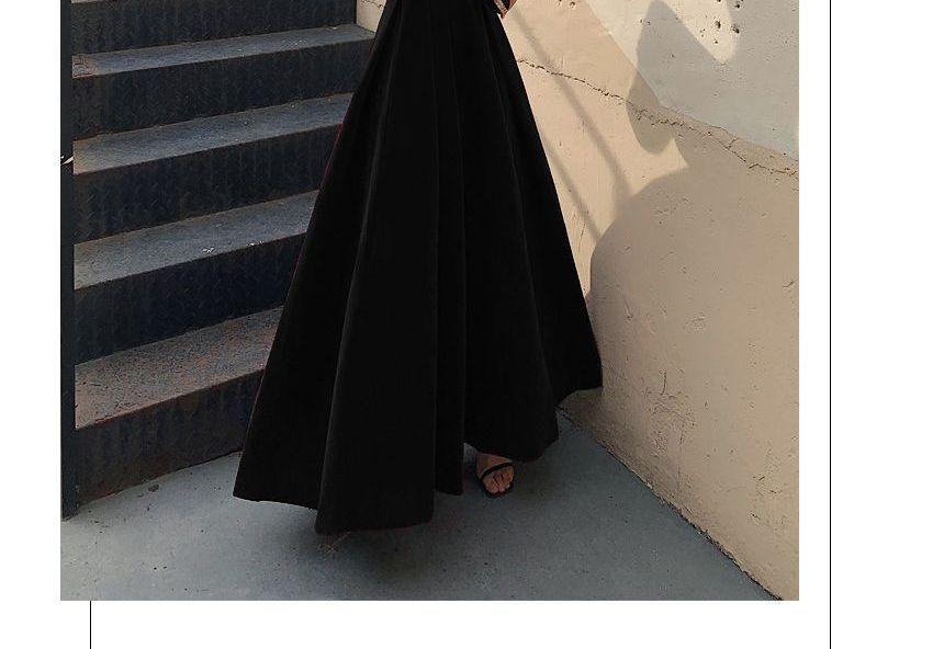 Off-Shoulder Plain Midi A-Line Cocktail Dress Product Image