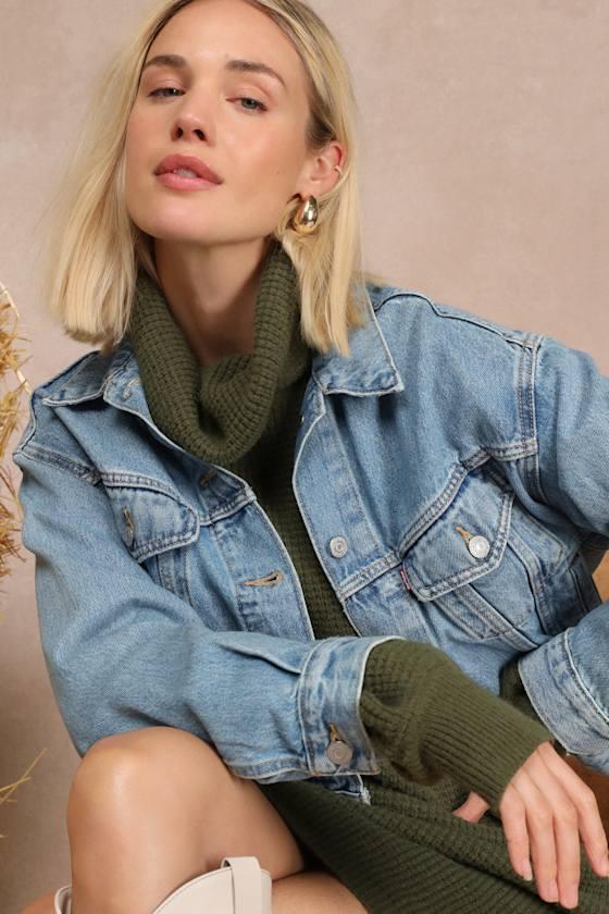 Shrunken '90s Trucker Medium Wash Denim Jacket Product Image