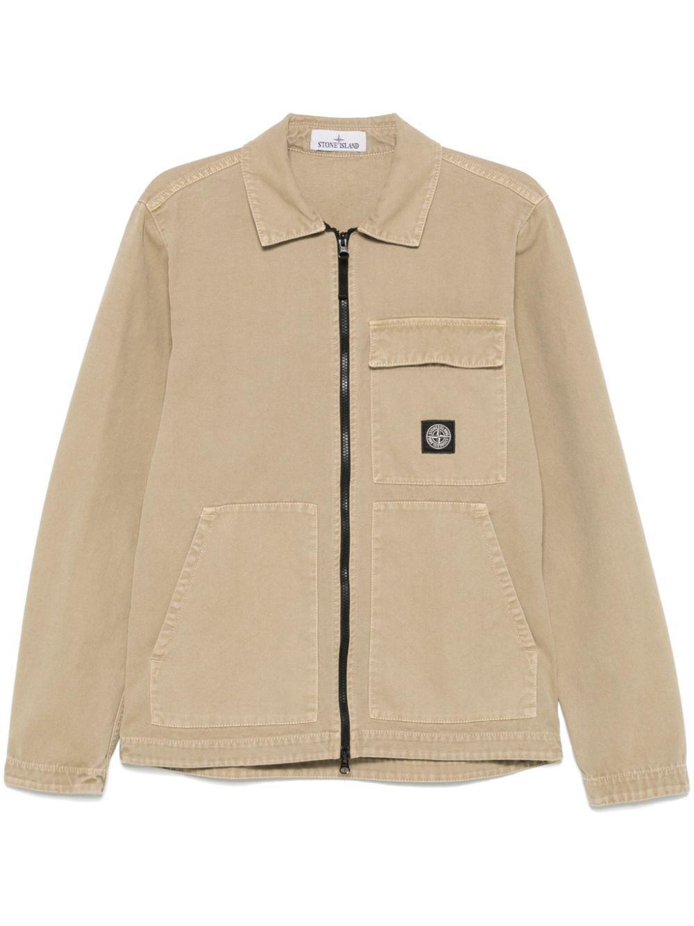 STONE ISLAND Hemd Mit Logo-patch In Neutrals Product Image