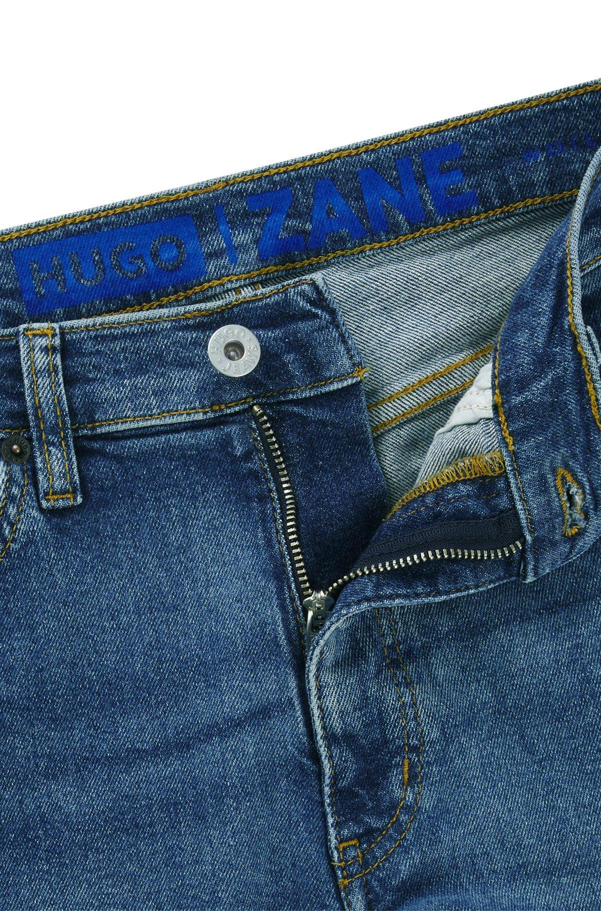 Extra-slim-fit jeans in navy stonewashed stretch denim Product Image