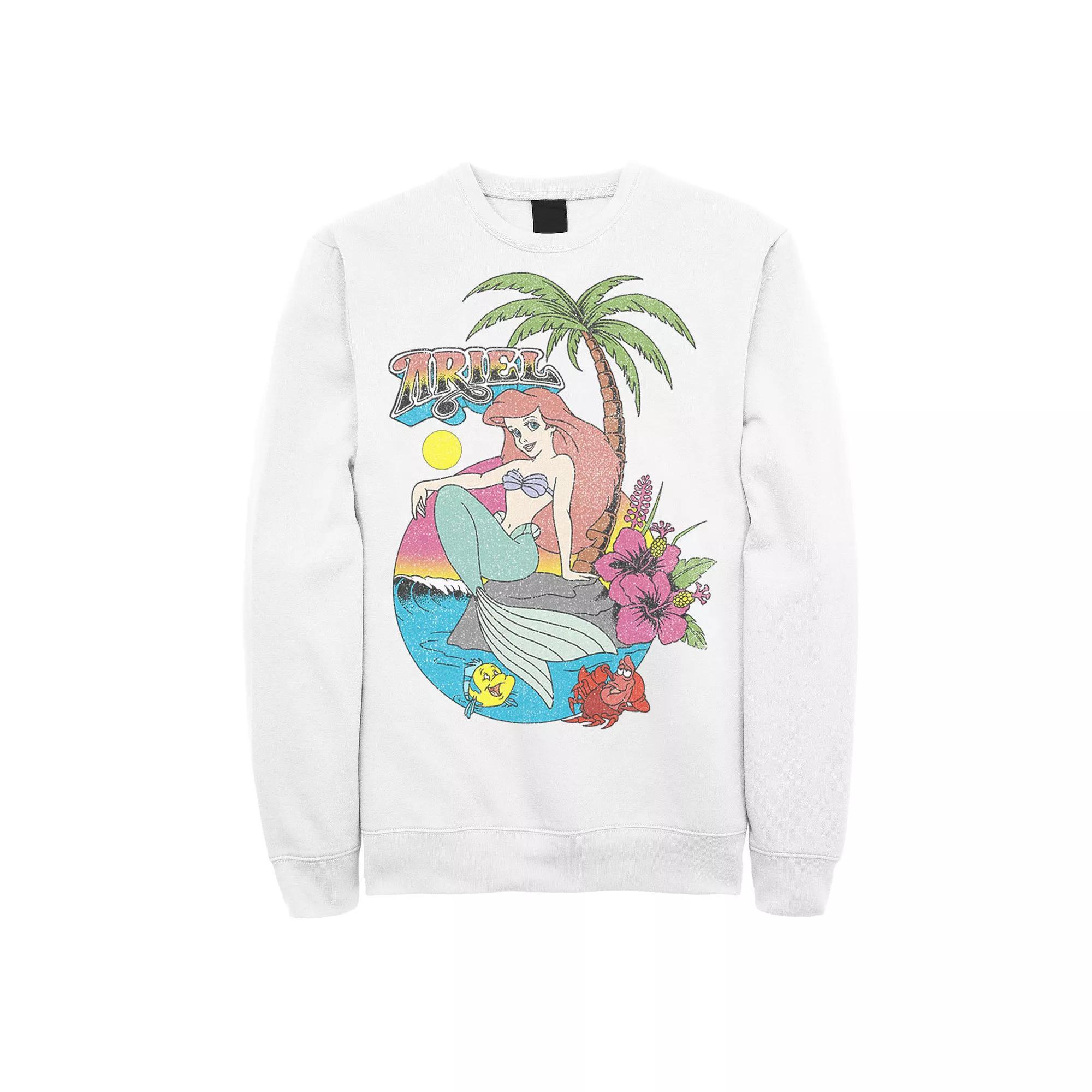 Disney's The Little Mermaid Ariel Men's Distressed Logo Fleece, Size: XXL, White Product Image