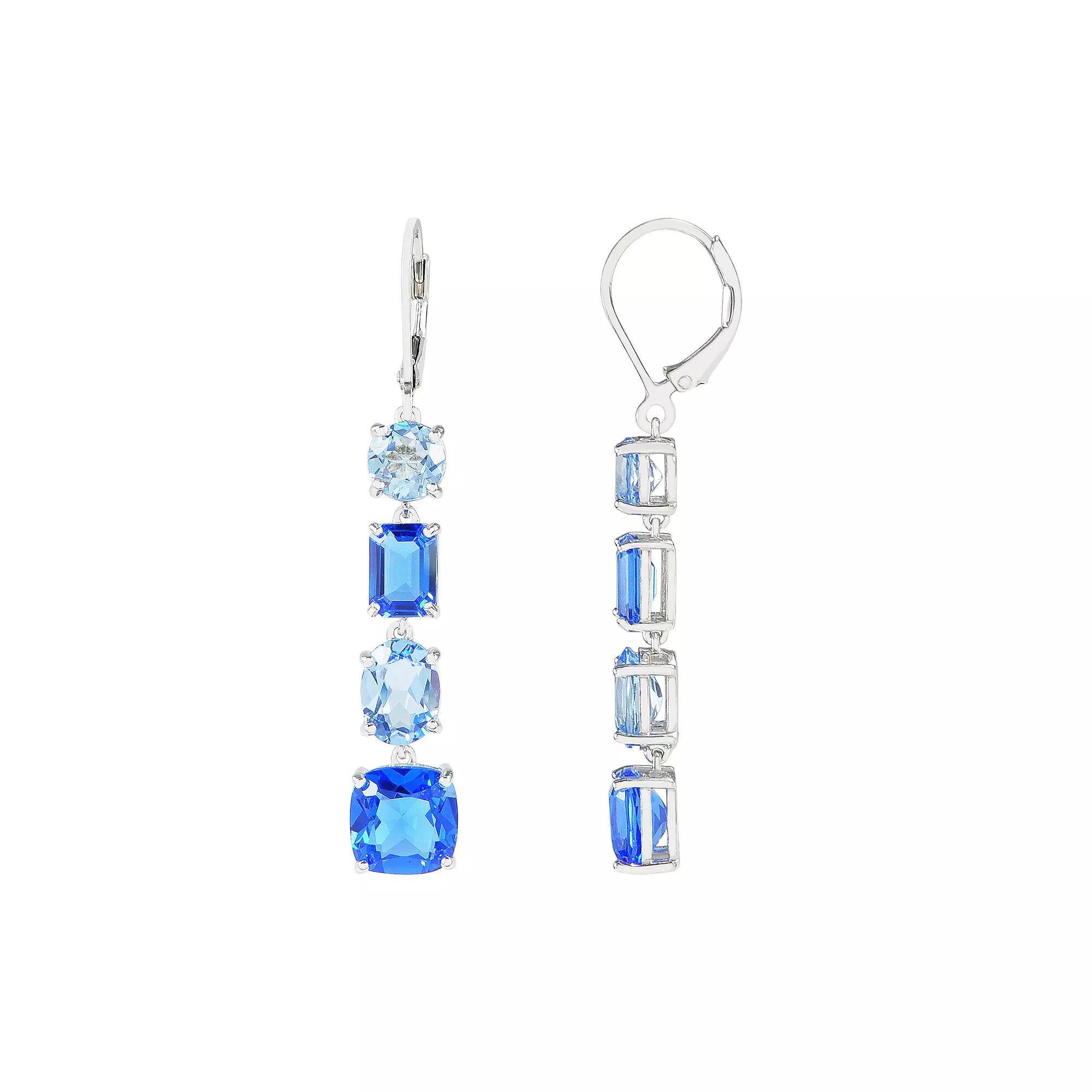 SIRI USA by TJM Sterling Silver Simulated Light & Dark Blue Drop Earrings, Women's Product Image