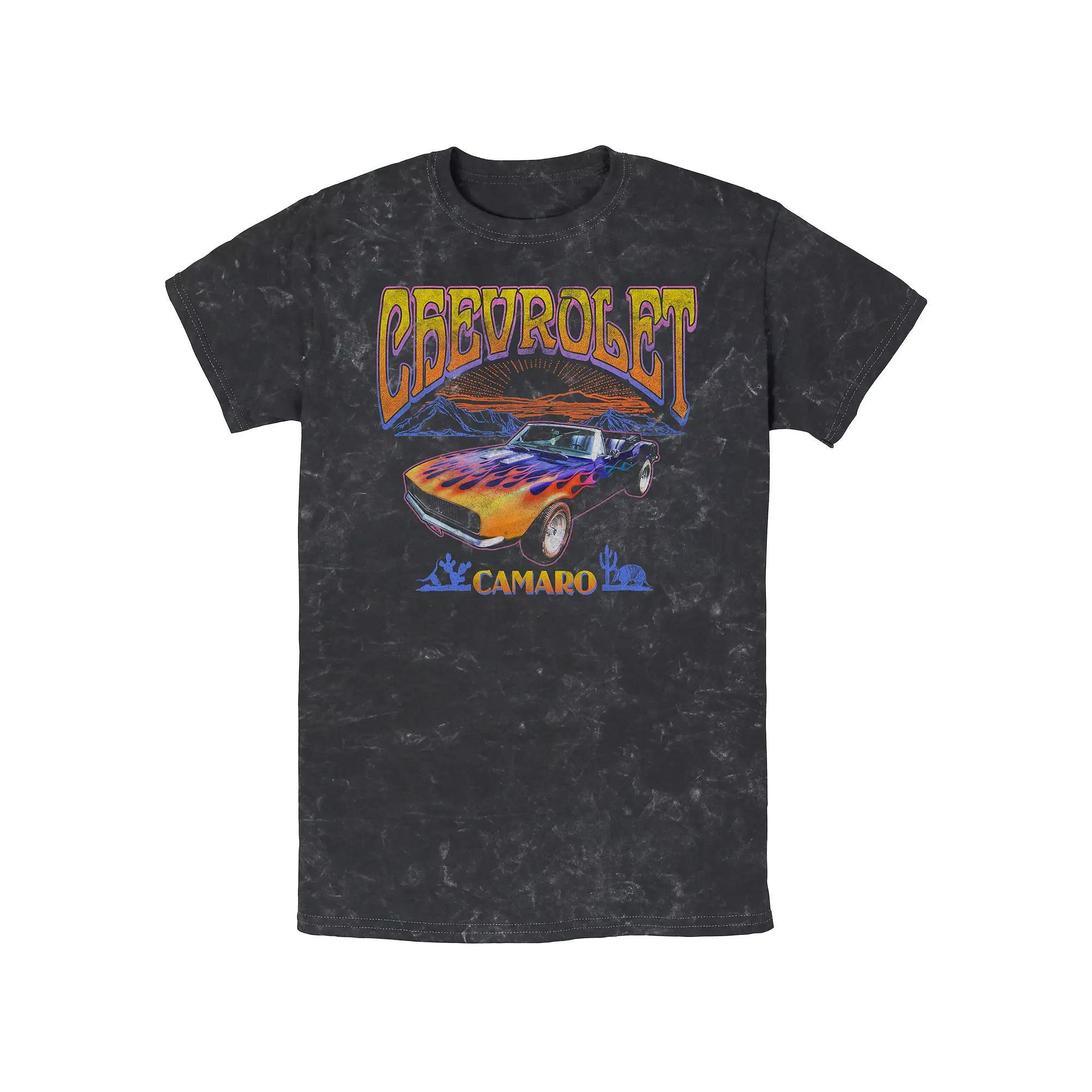 Mens Chevrolet Camaro On Fire Mineral Wash Graphic Tee Product Image