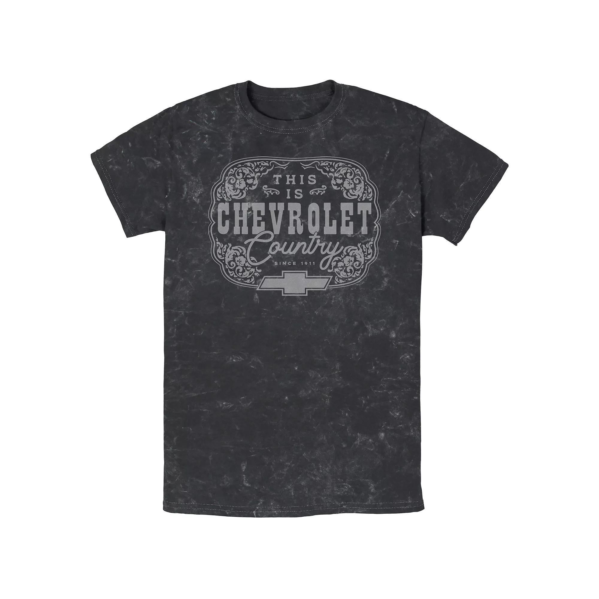Men's This Is Chevrolet Country Badge Mineral Wash Graphic Tee, Size: Small, Black Product Image