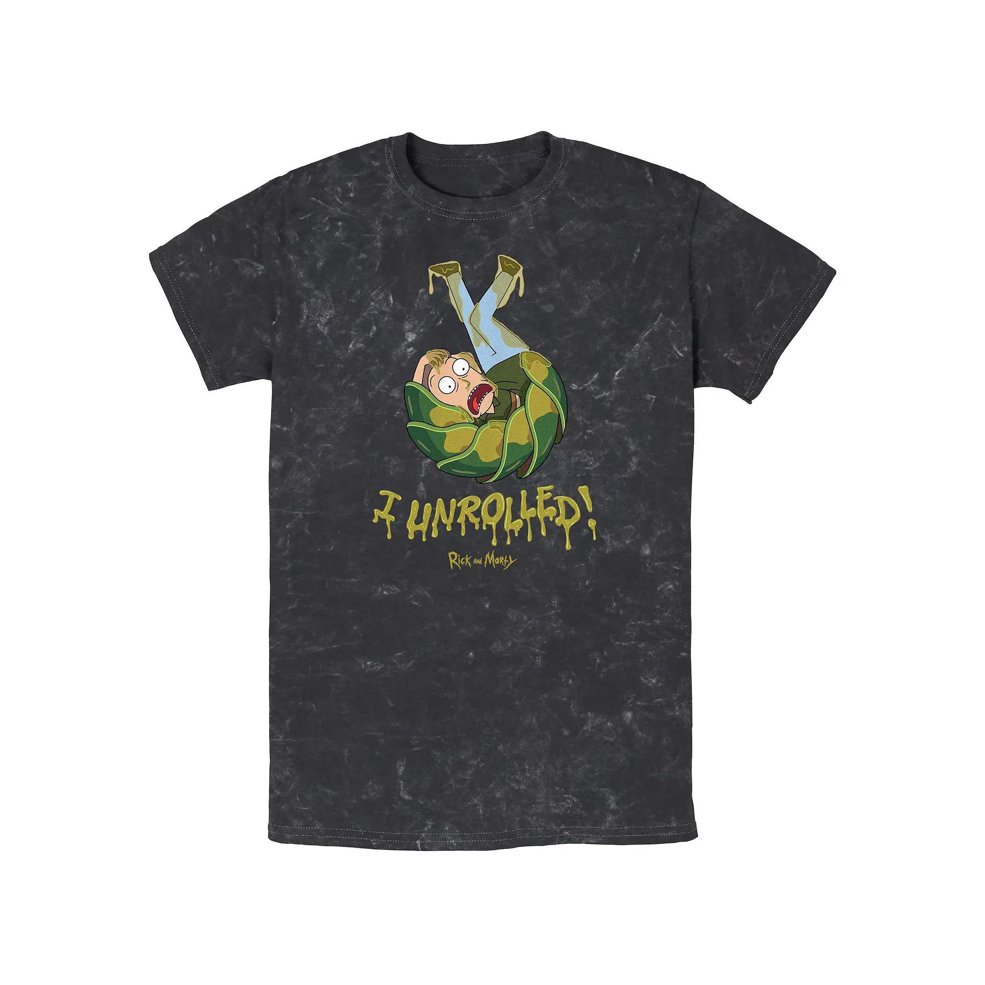 Men's Rick And Morty I Unrolled Mineral Wash Graphic Tee, Size: XL, Black Product Image
