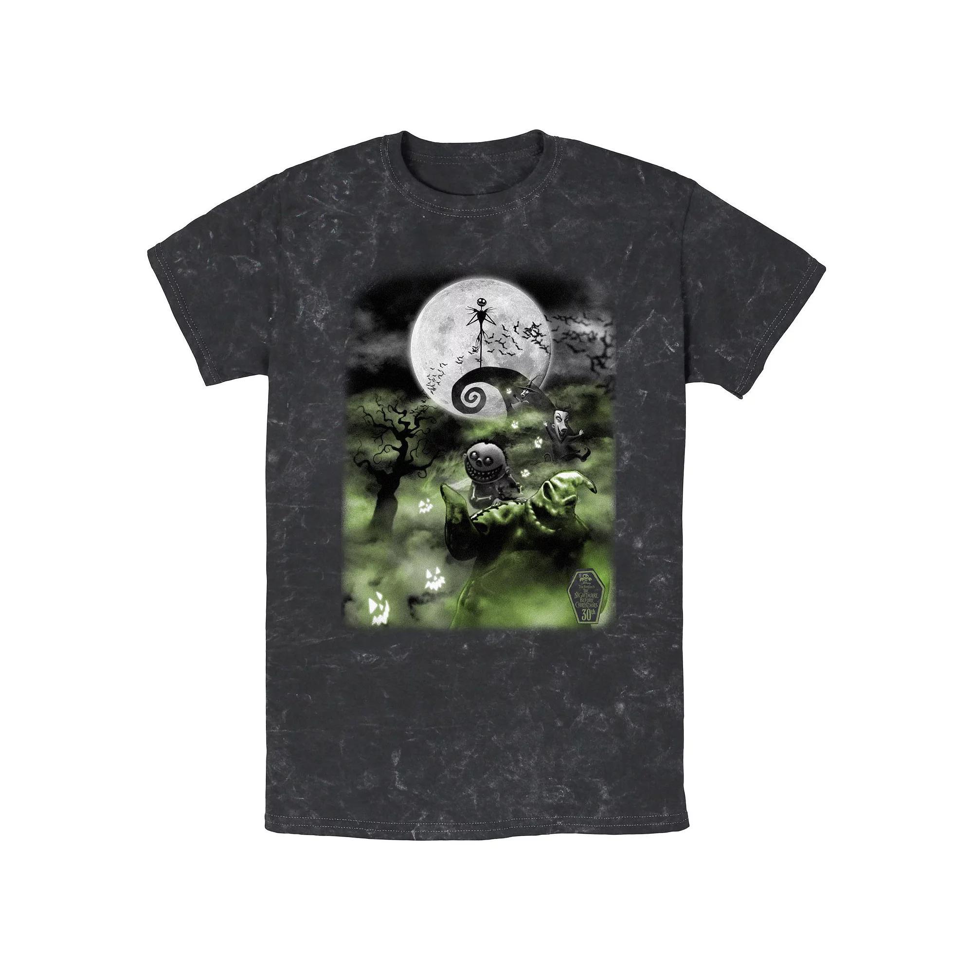 Disney's The Nightmare Before Christmas Scary Night Mineral Wash Men's Graphic Tee, Size: Small, Black Product Image