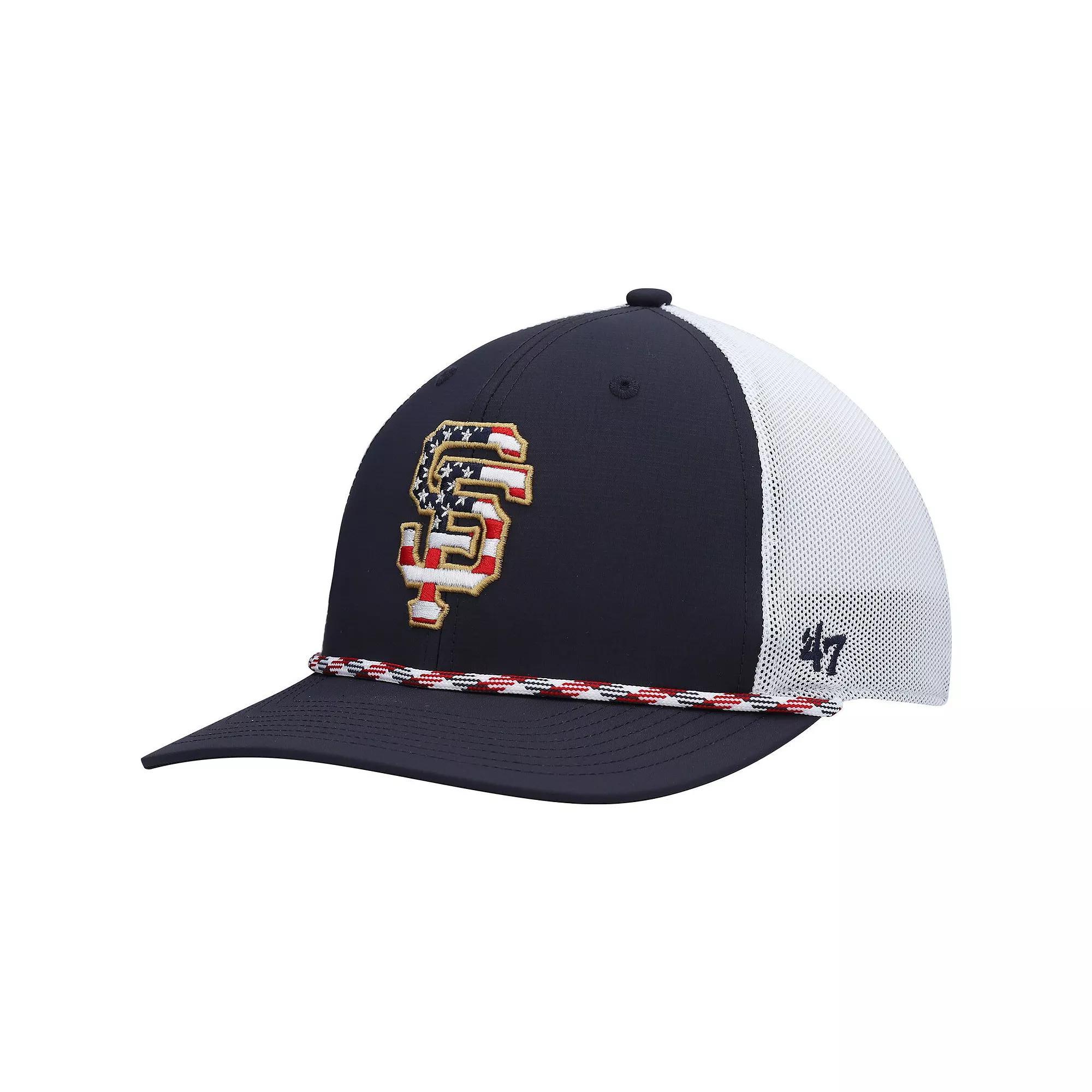 Men's '47 Navy/White San Francisco Giants Flag Fill Trucker Snapback Hat, Blue Product Image