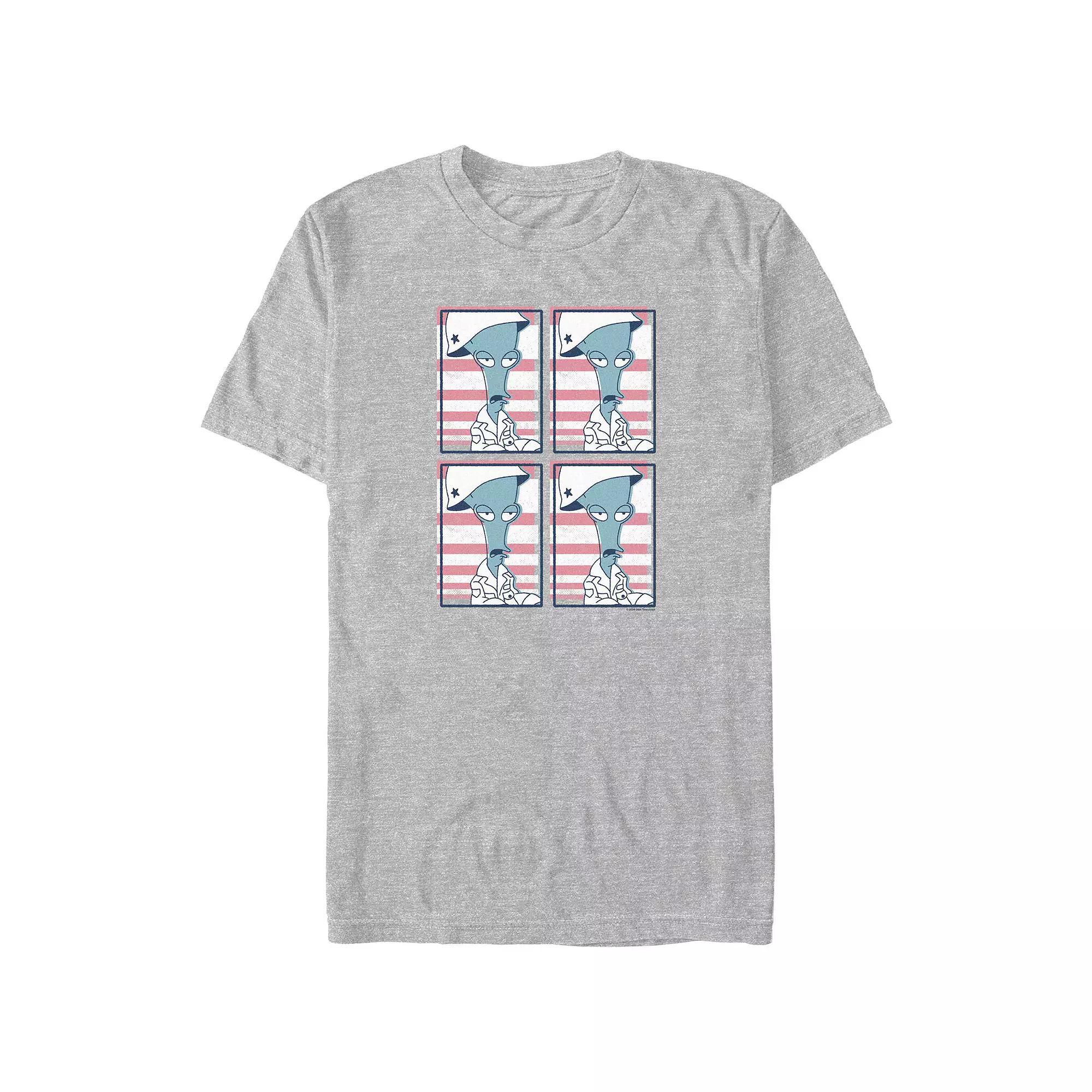 Men's American Dad Roger Portraits Graphic Tee, Size: XS, Athletic Grey Product Image