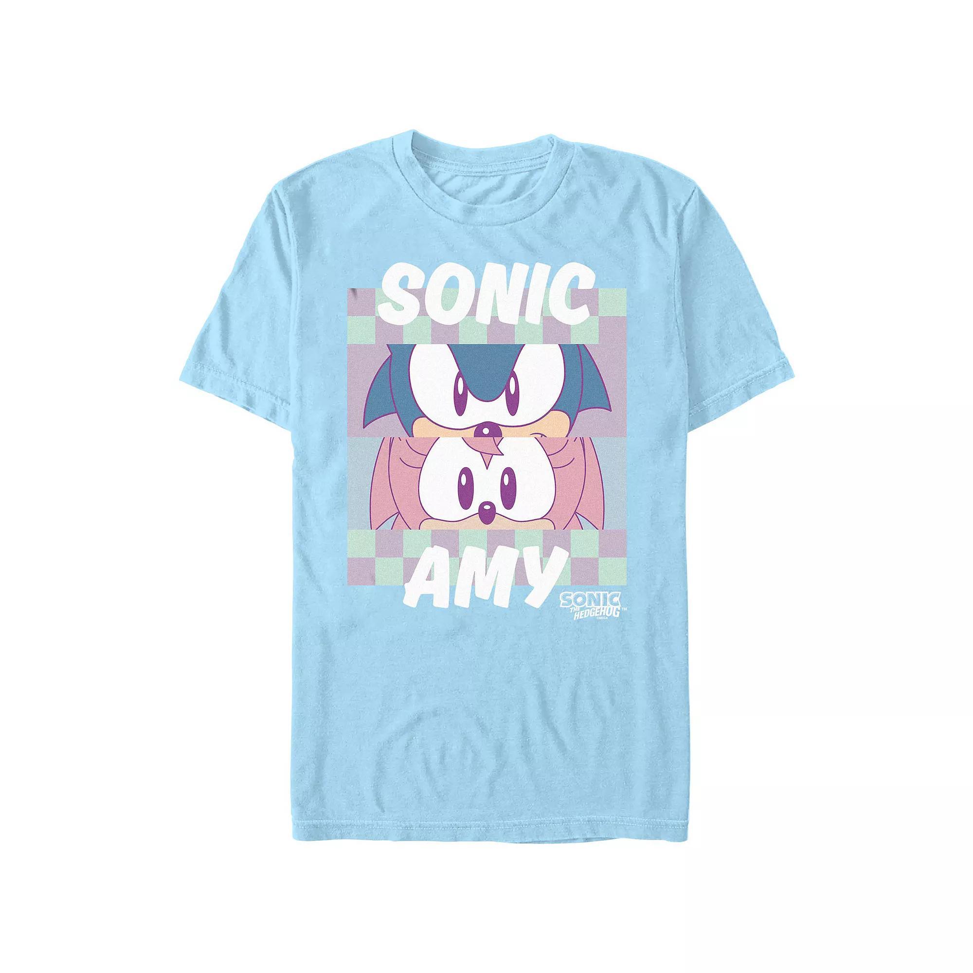 Men's Sonic The Hedgehog Sonic And Amy Eyes Graphic Tee, Size: Medium, Light Blue Product Image
