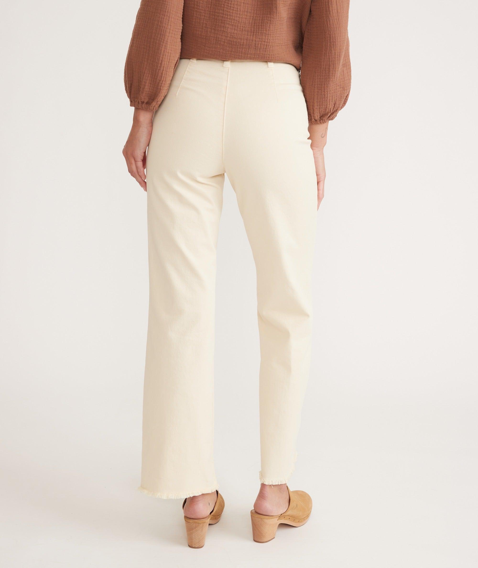 Full Length Raw Edge Bridget Pant in Cream Product Image