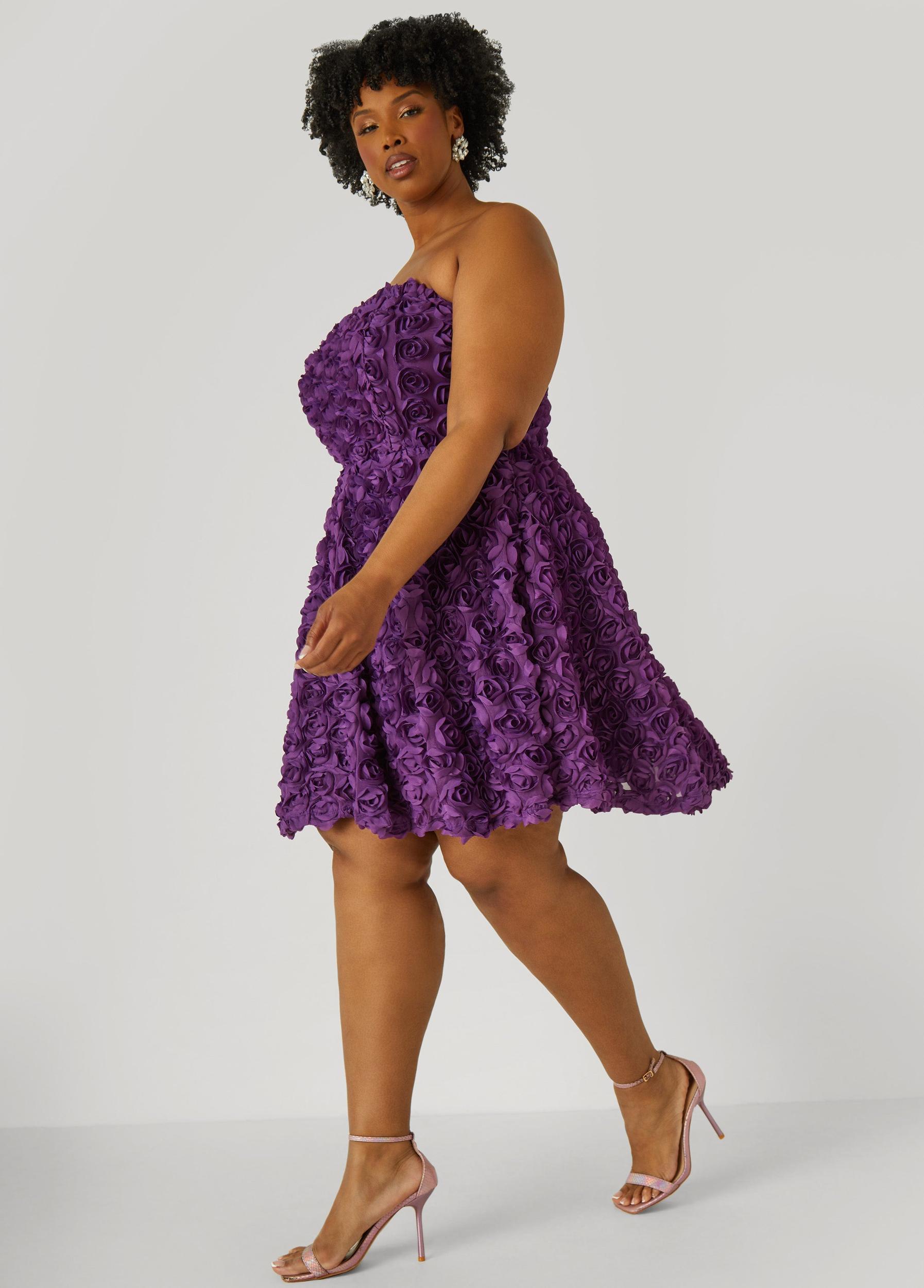 Strapless Rosette A Line Dress Product Image