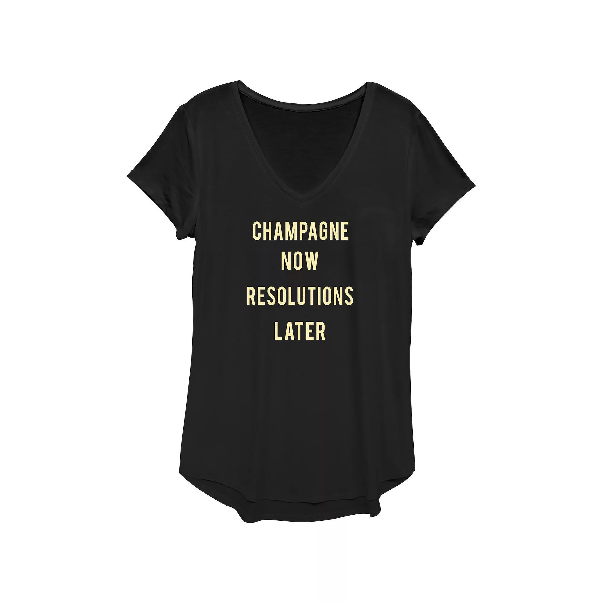 Womens Champagne Now Resolutions Later Graphic Tee Product Image