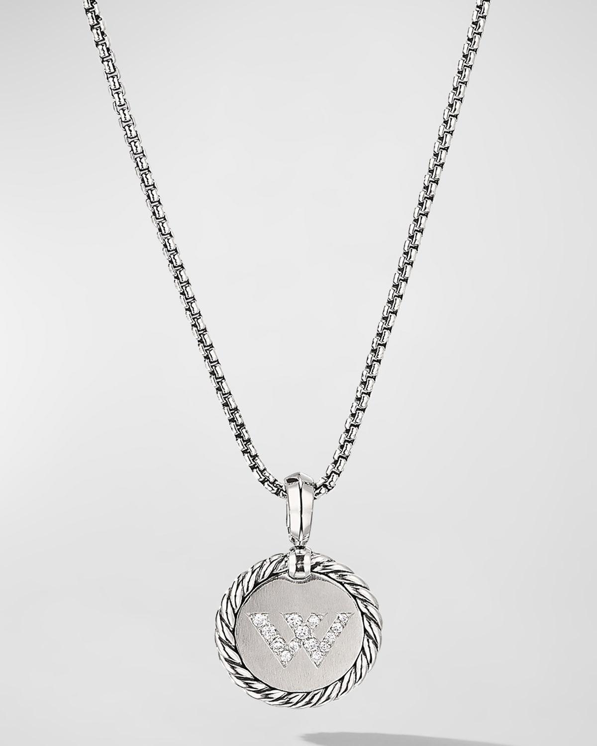 David Yurman Sterling Silver Cable Collectibles Initial Charm Necklace with Diamonds, 18 Product Image