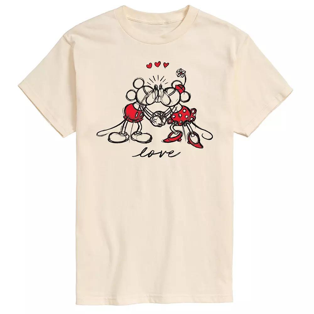 Disney's Men's Mickey Minnie Love Graphic Tee, Size: XL, Beige Product Image