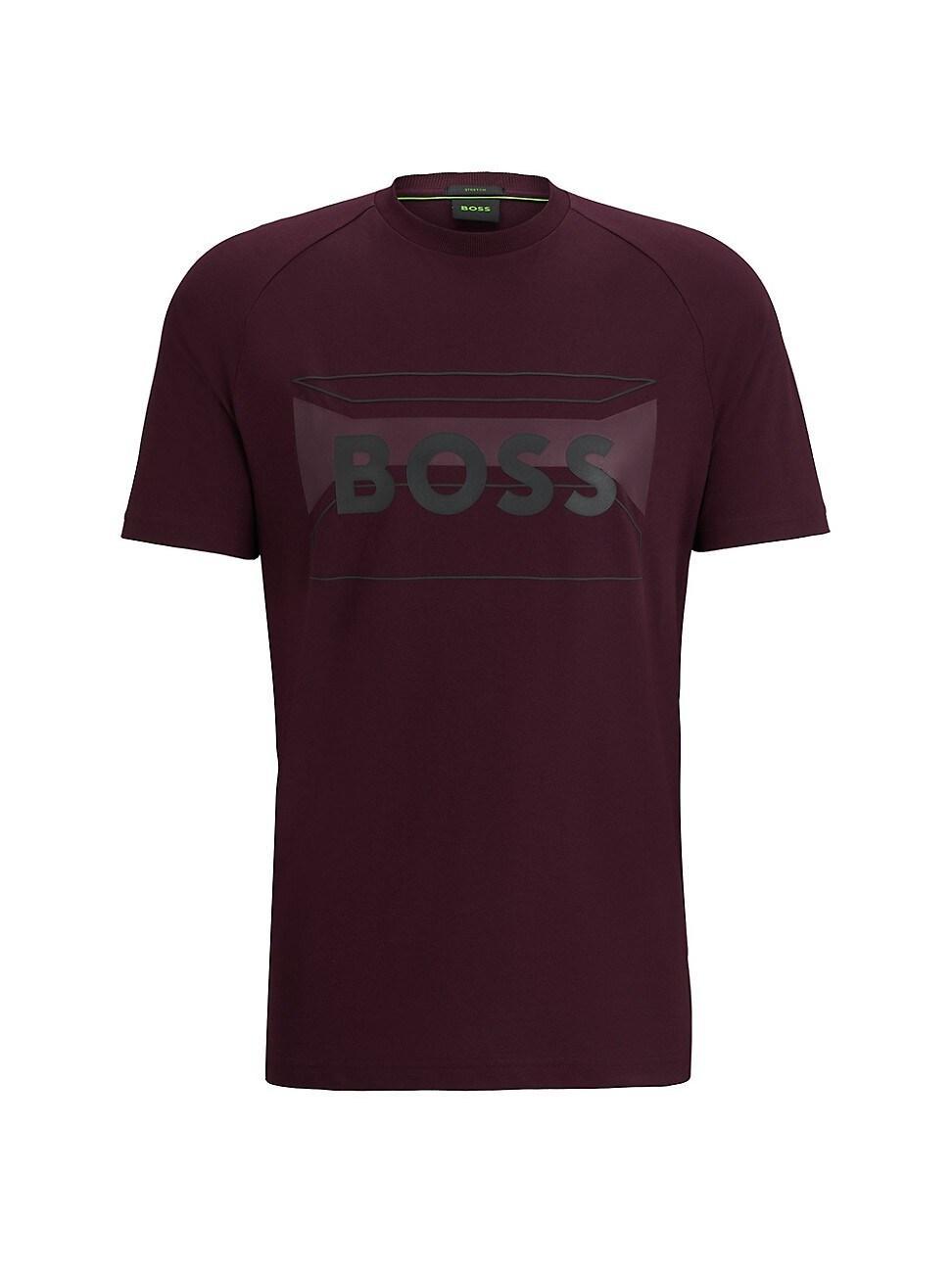 HUGO BOSS Structured-cotton T-shirt With Mercerized Finish In Blue Product Image