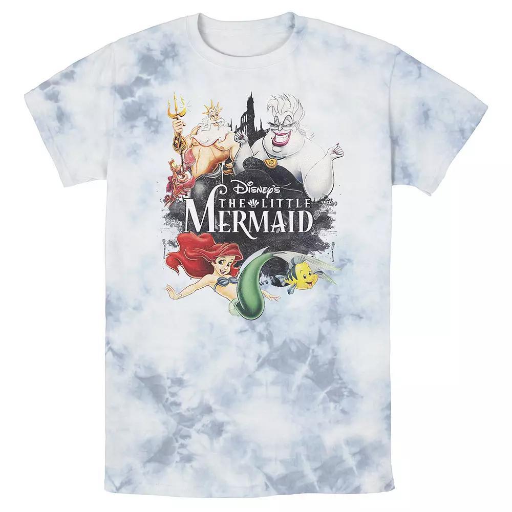 Men's Disney The Little Mermaid VHS Cover Portrait Bomabrd Wash Tee, Size: Small, White Blue Product Image