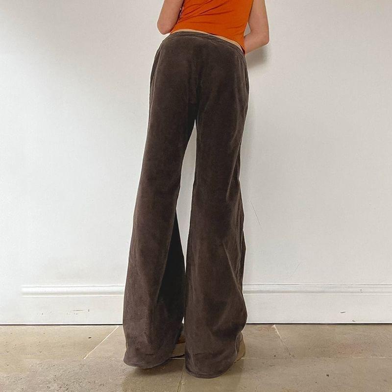 Low Rise Plain Corduroy Flared Pants Product Image