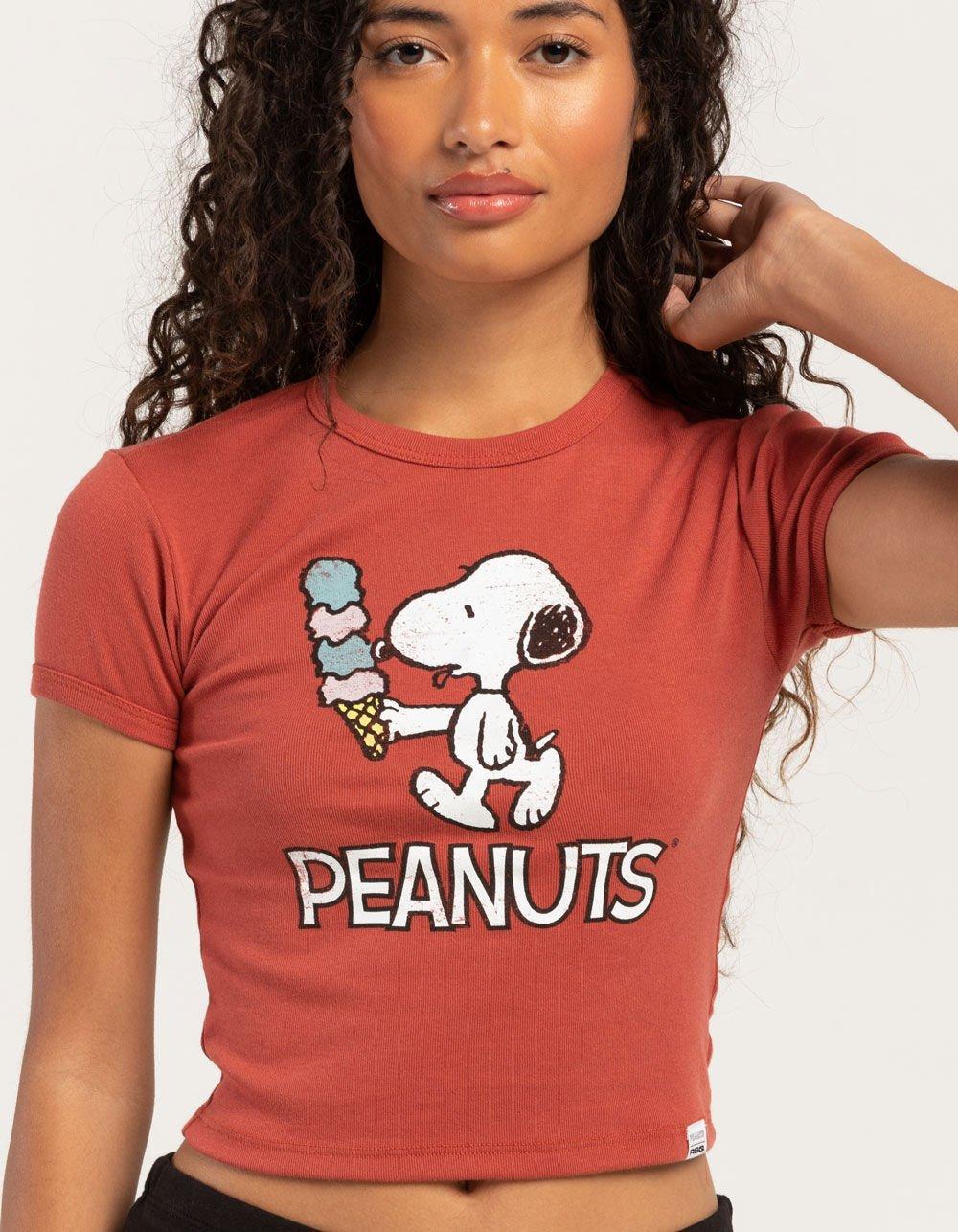RSQ x Peanuts Snoopy Ice Cream Womens Baby Tee - RUST Product Image