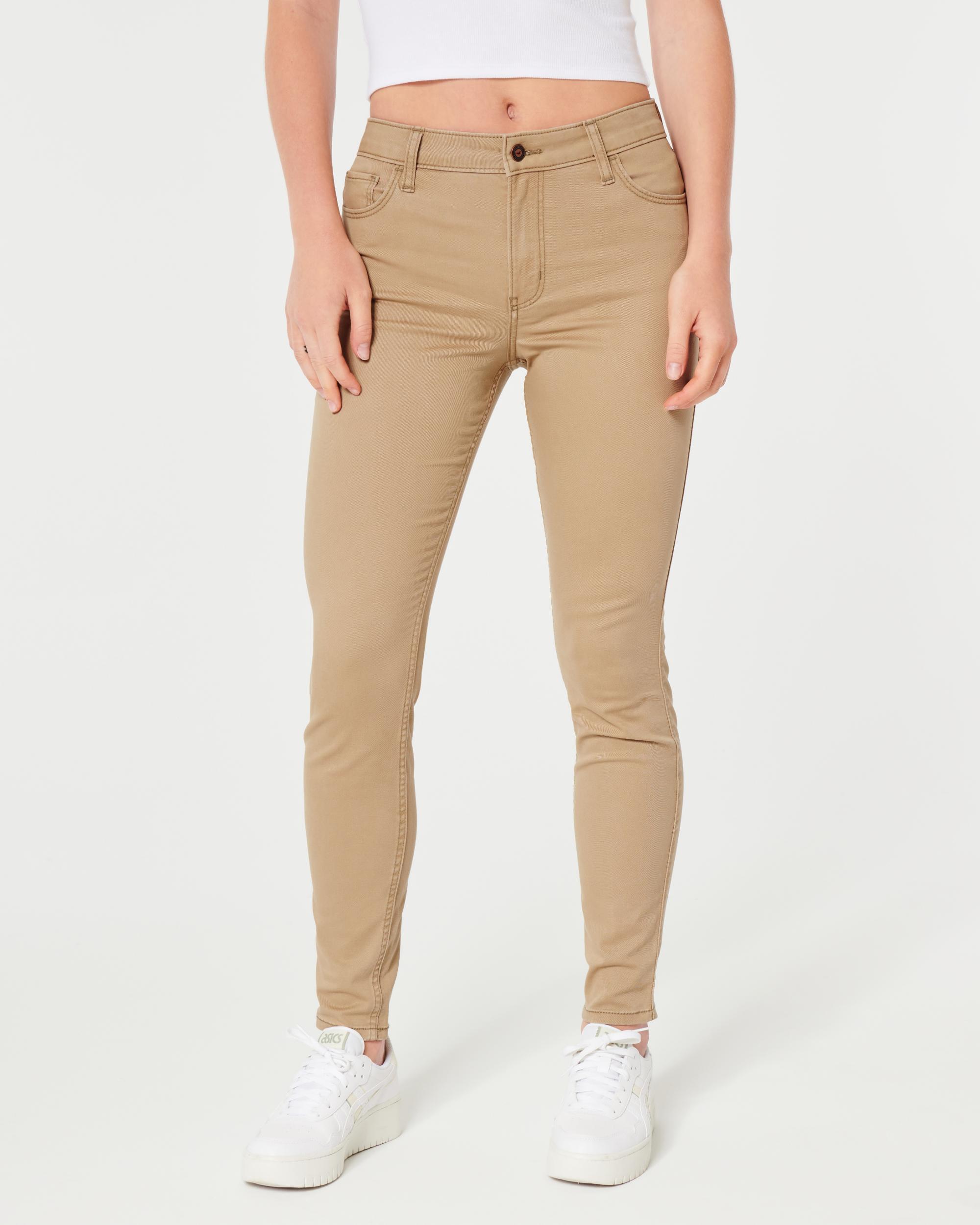 High-Rise Khaki Super Skinny Pants Product Image