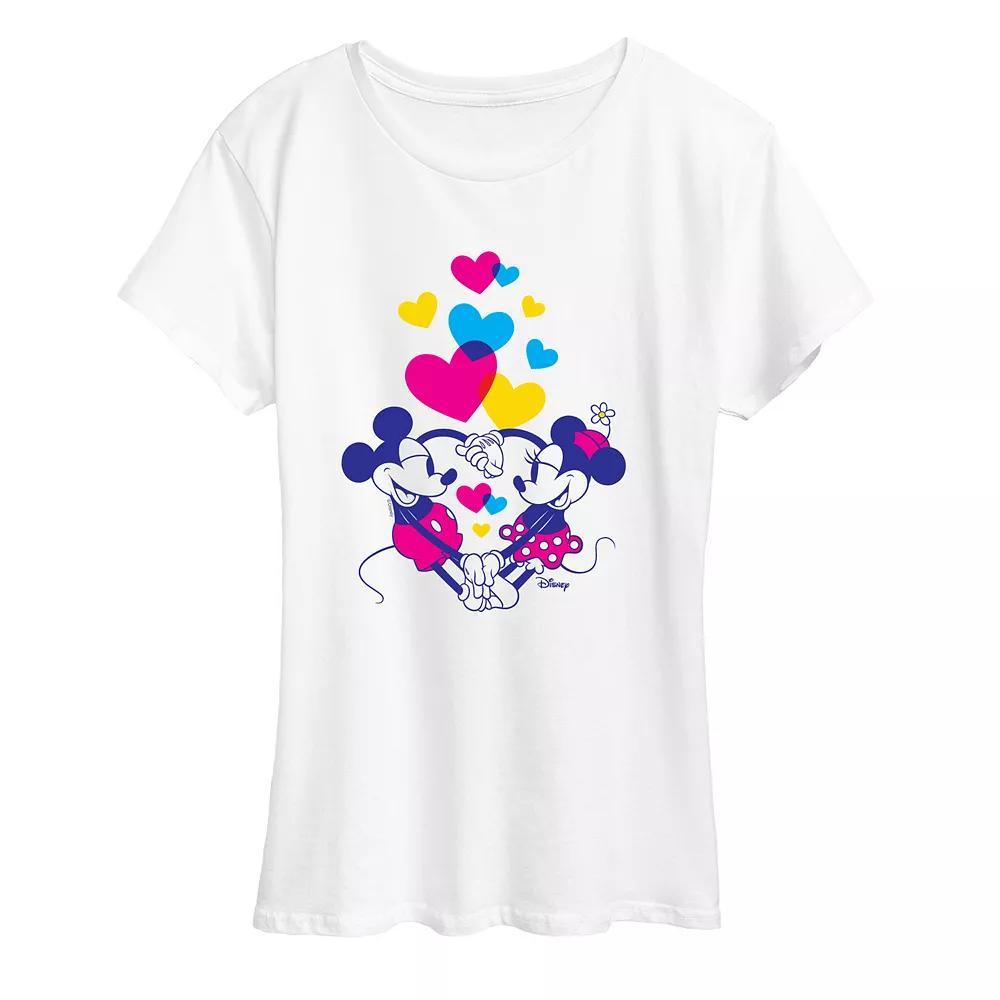 Disneys Minnie & Mickey Mouse Womens Hearts Graphic Tee Product Image