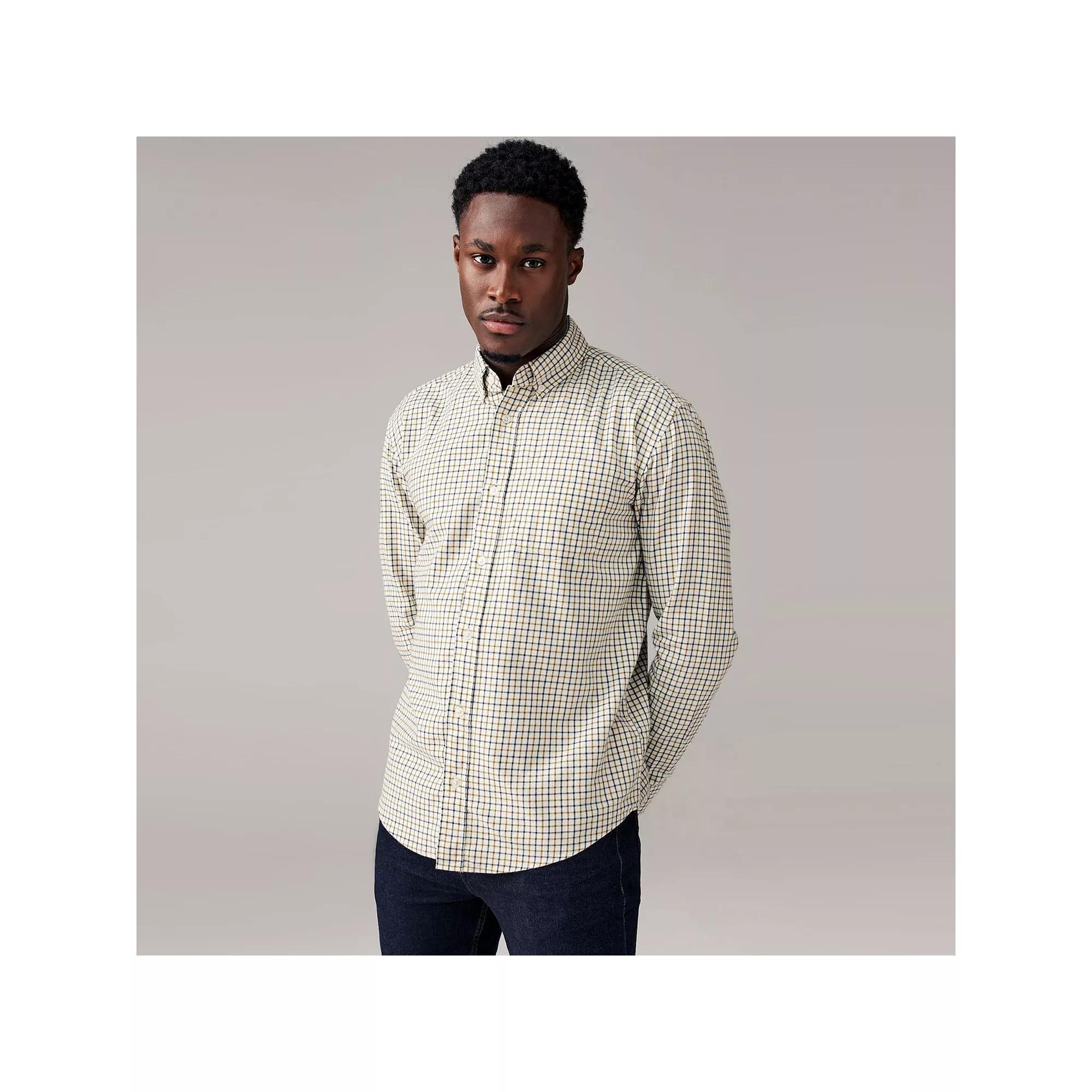 Men's NEXT Micro Check Long Sleeve Shirt, Size: XXL, White Product Image