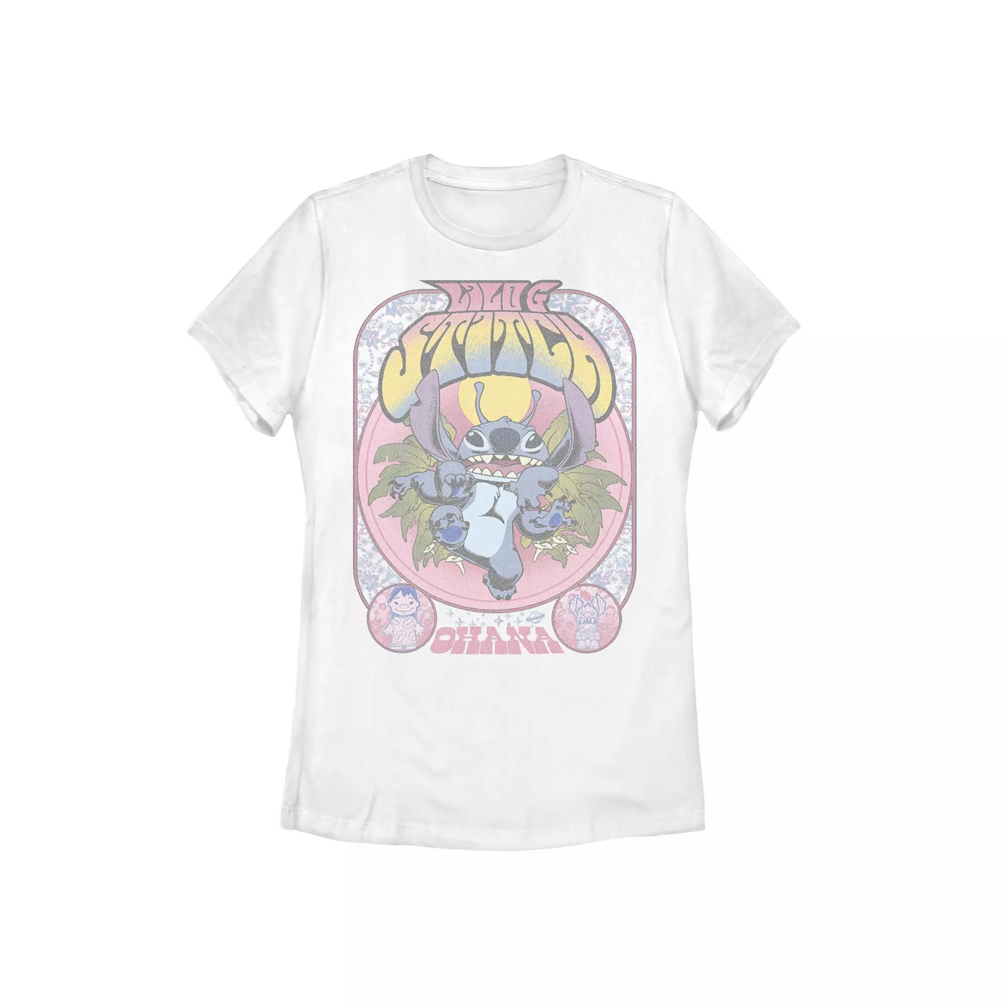 Disney's Disney Lilo And Stitch Juniors' Vintage "Ohana" Graphic Tee, Girl's, Size: Small, White Product Image