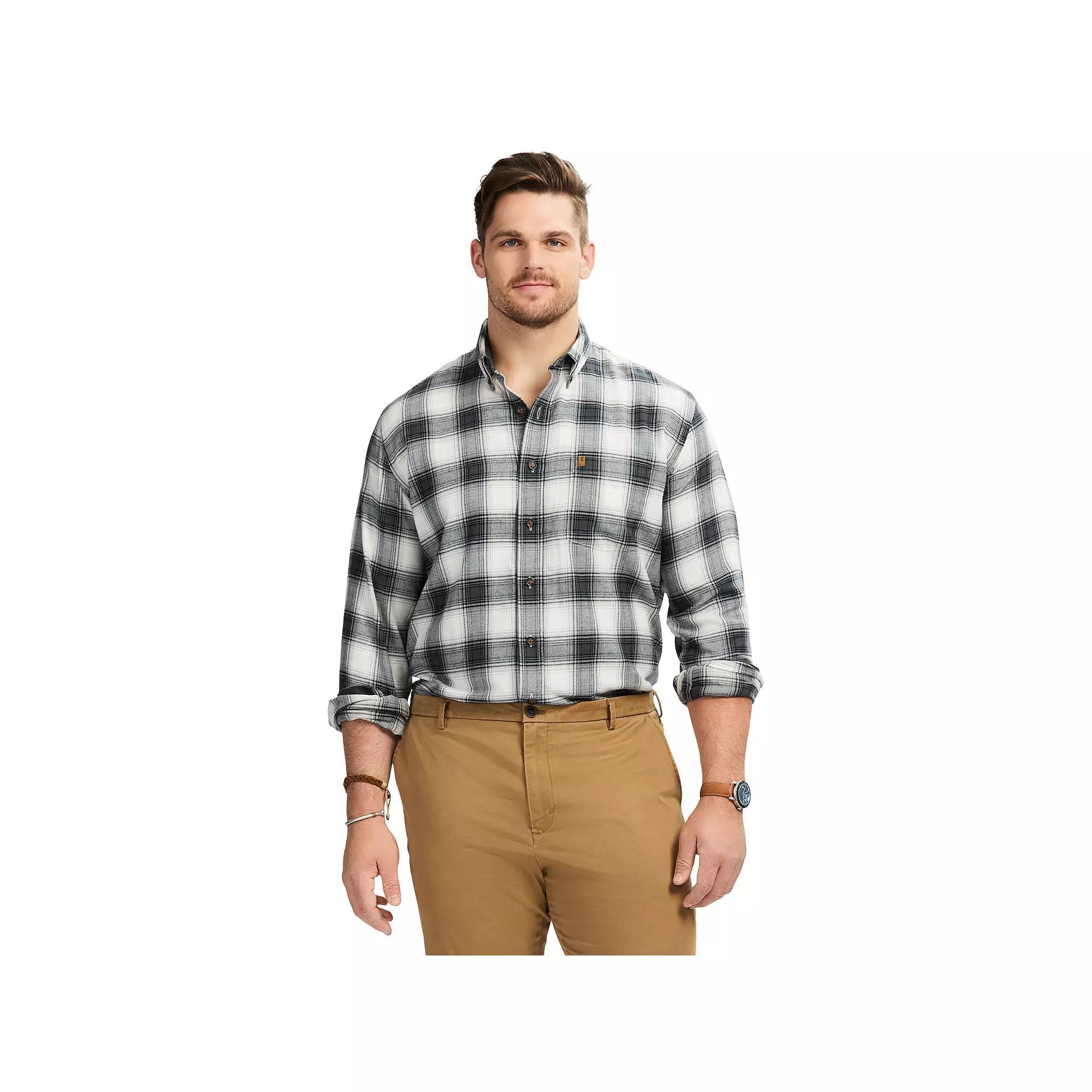 Big & Tall IZOD Stratton Flannel Long Sleeve Button Down Shirt, Men's, Size: 4XB, Asphalt Product Image