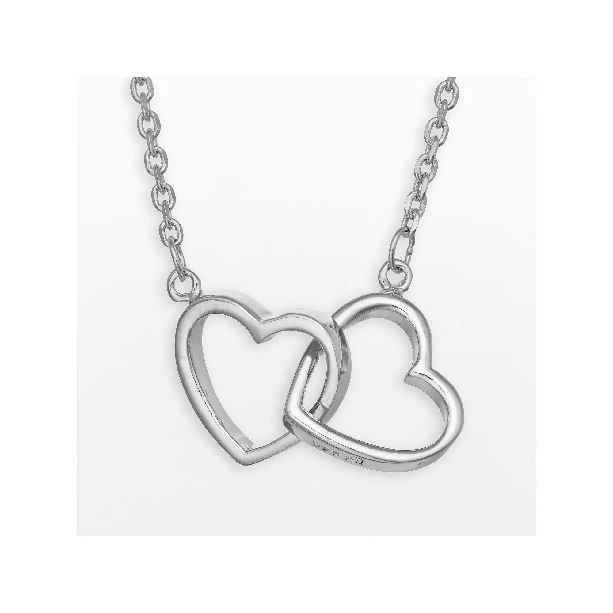 Tiara Sterling Interlocking Double Heart Chain Necklace Product Image