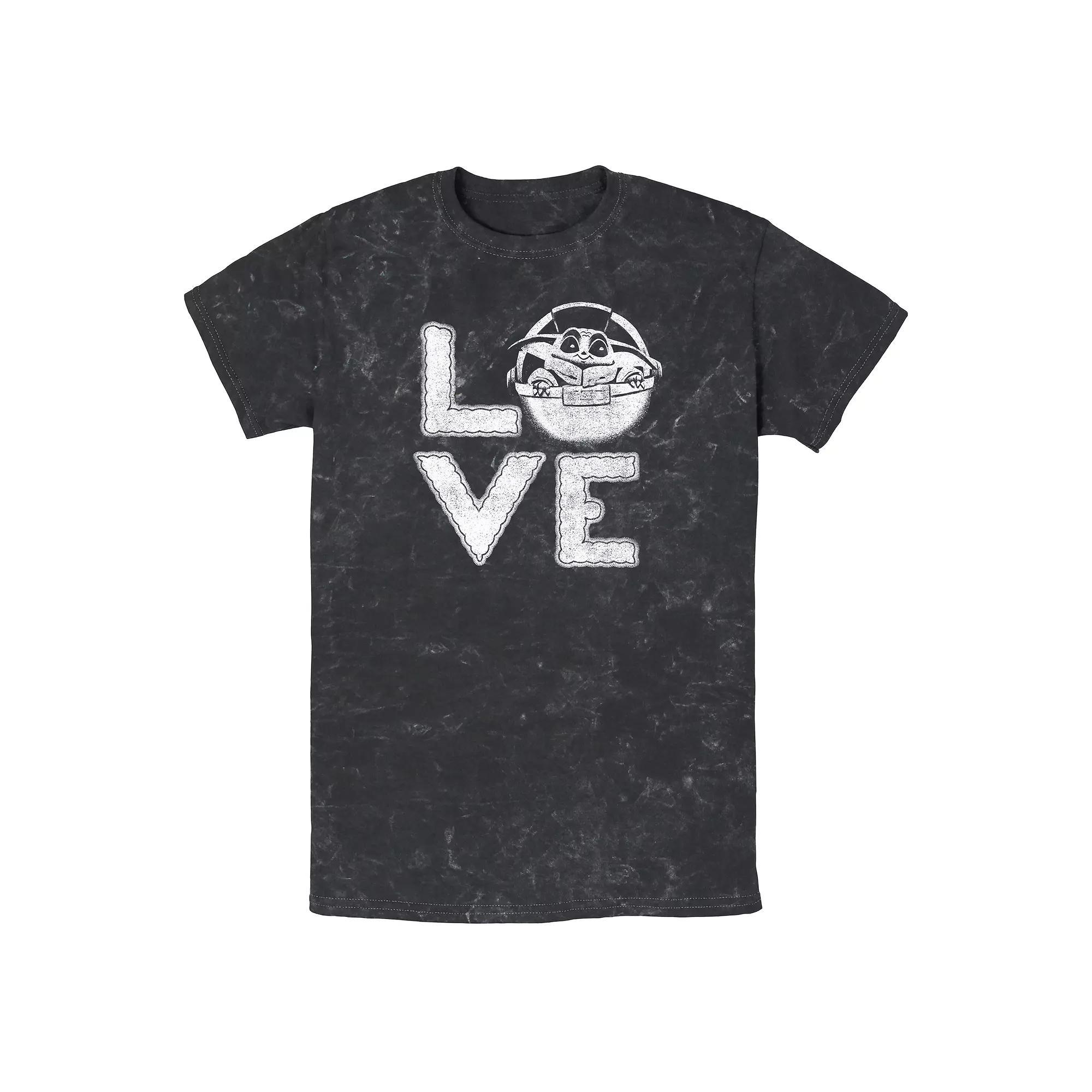 Men's Star Wars The Mandalorian The Child Love Stack Graphic Tee, Size: Large, Black Product Image