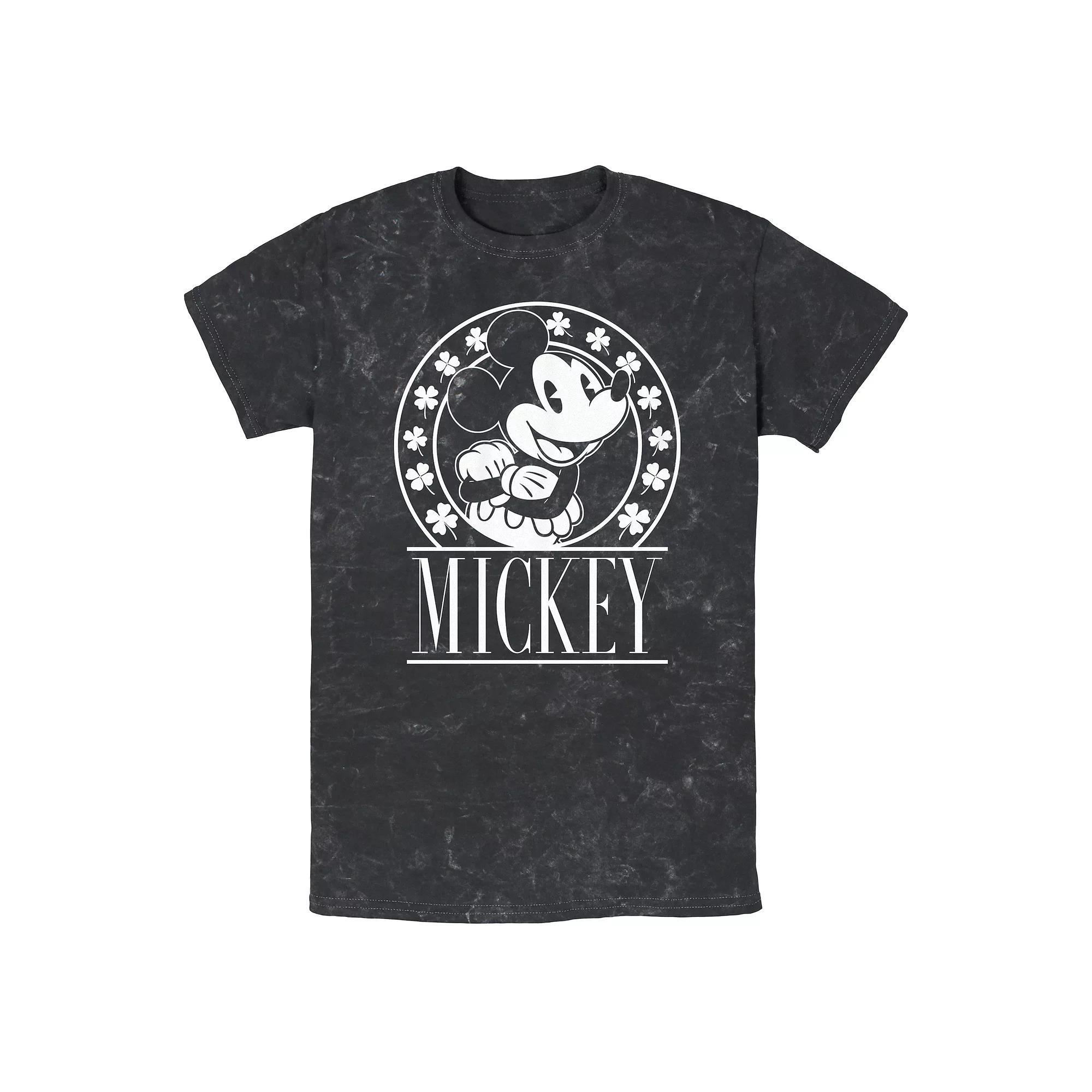 Disney's Mickey Mouse Lucky Stamp Mineral Wash Men's Graphic Tee, Size: XL, Black Product Image