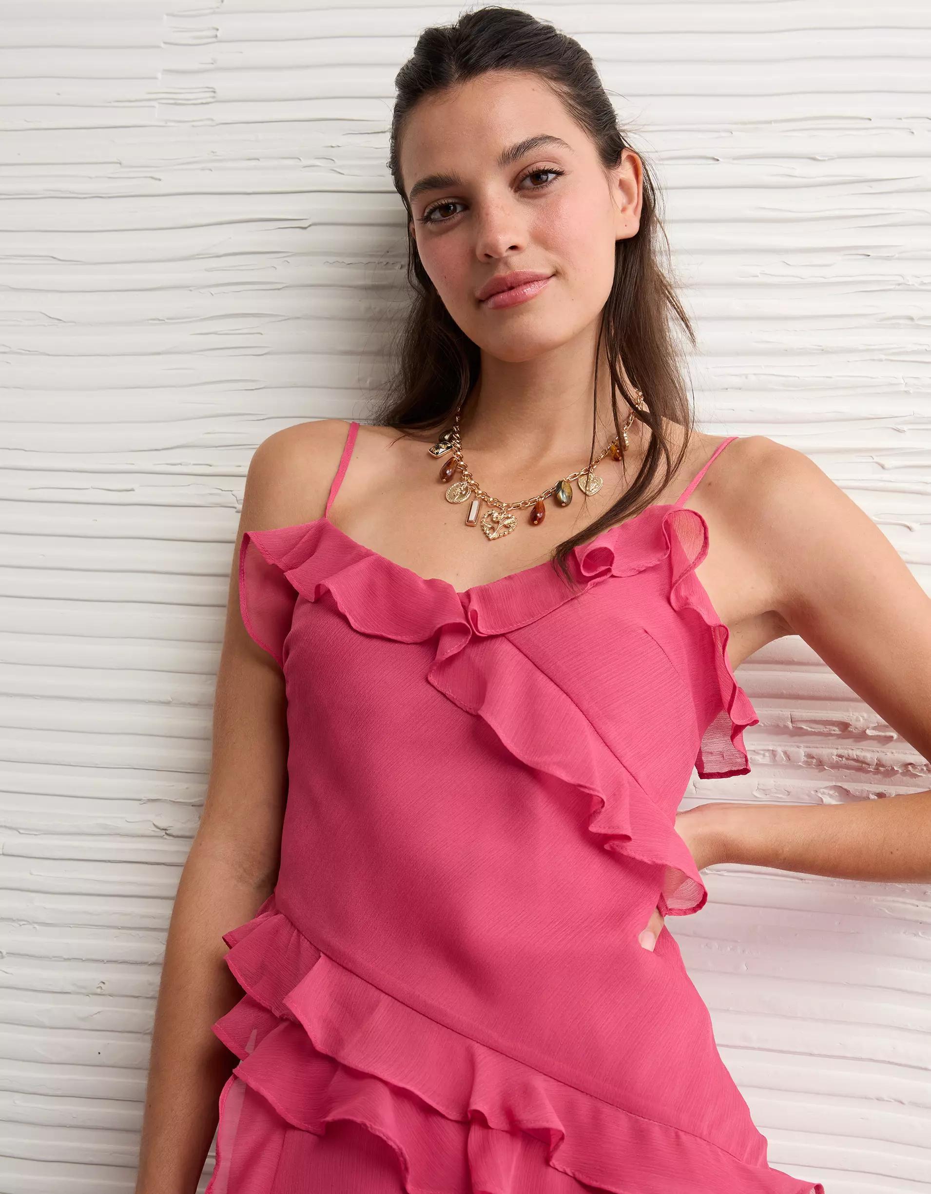 AE Asymmetrical Ruffle Mini Dress Product Image