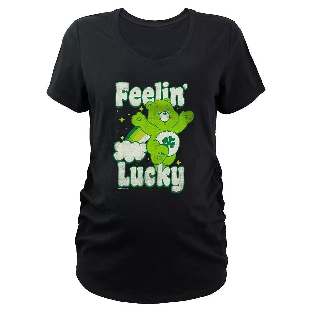 Maternity Care Bears Good Luck Bear Rainbow Feelin' Lucky Graphic Tee, Women's, Size: XS-MAT, Black Product Image
