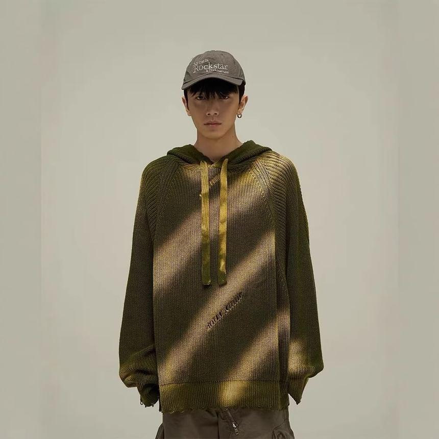 Patterned Distressed Hood Sweater Product Image