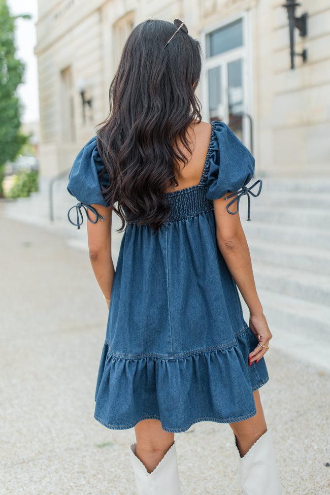 When It Happens Sweetheart Neckline Denim Dress FINAL SALE Product Image