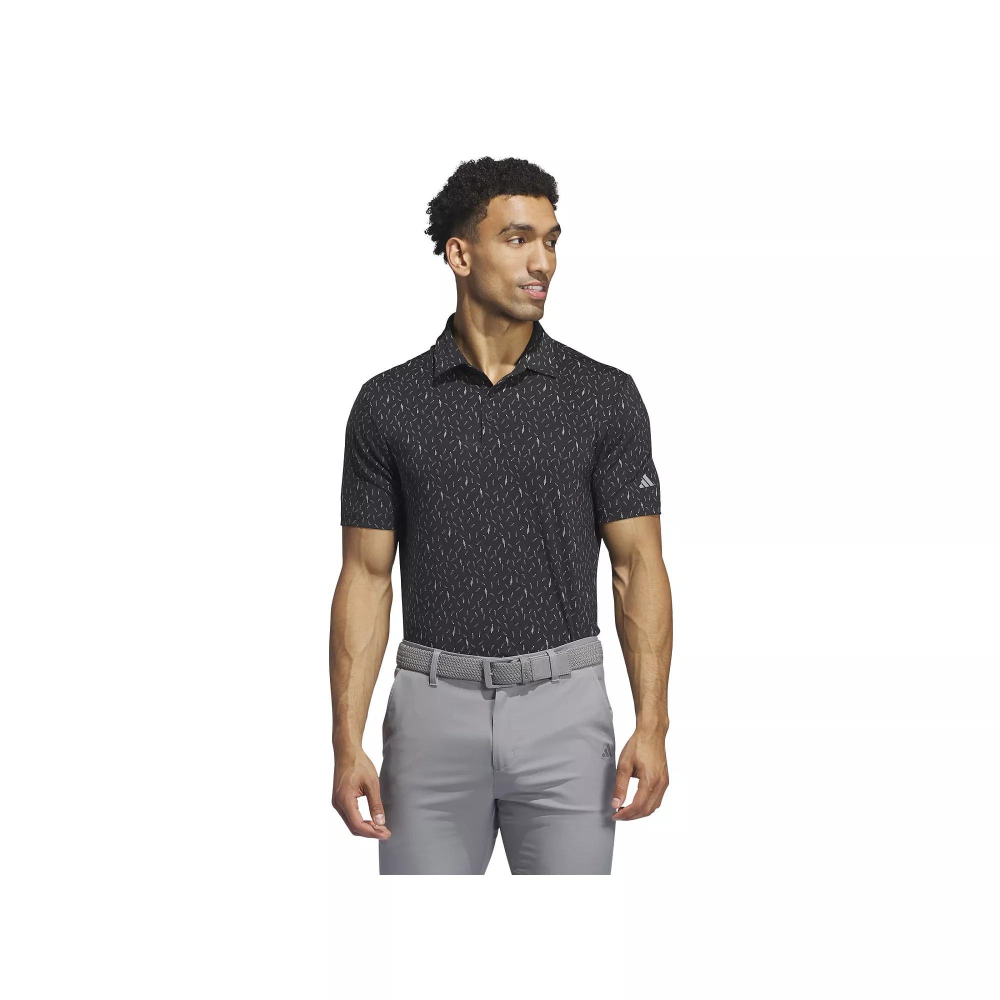 Men's adidas Ultimate365 Allover Print Polo Shirt, Size: XXL, Black Product Image