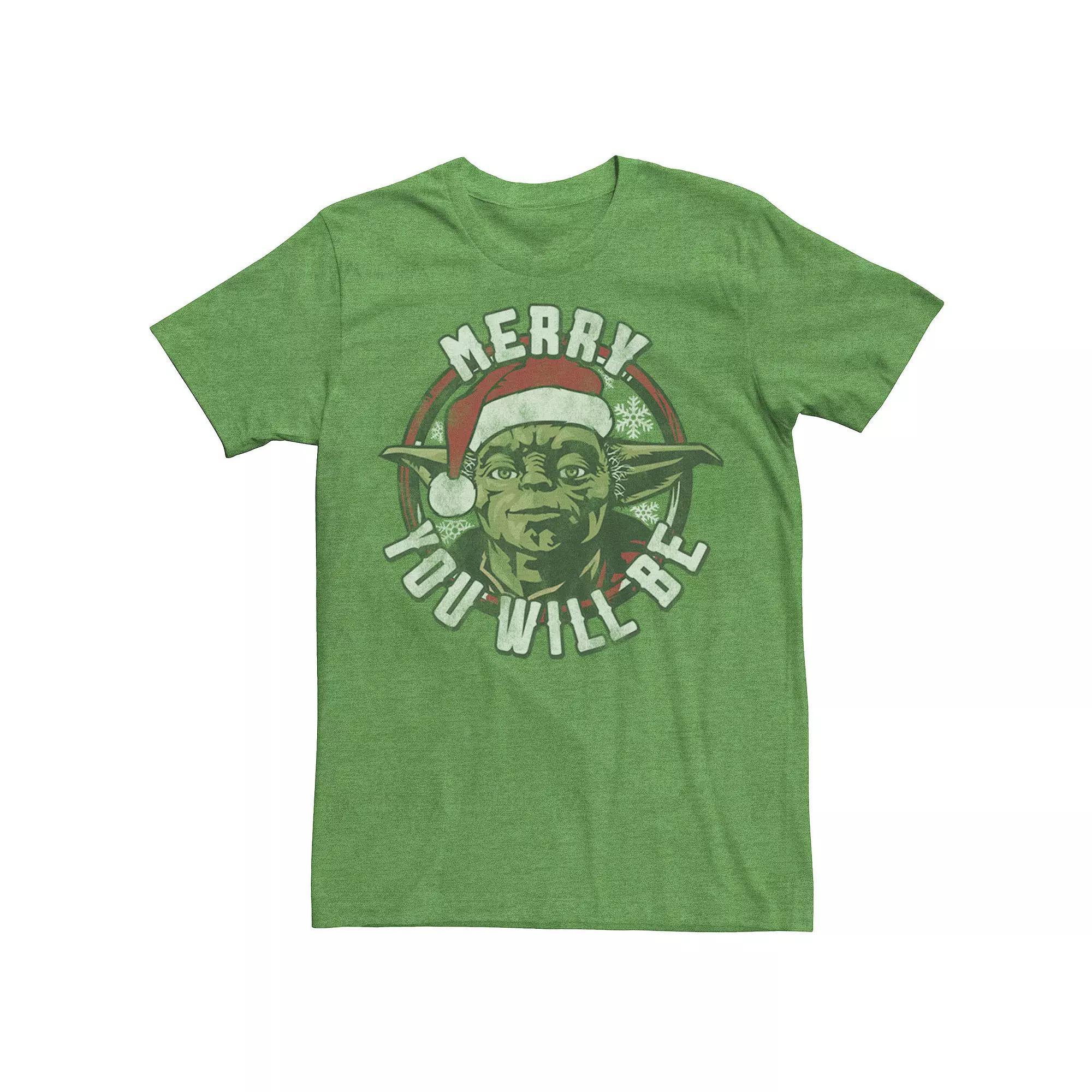 Men's Star Wars Merry Yoda Tee, Size: Small, Kelly Grey Product Image