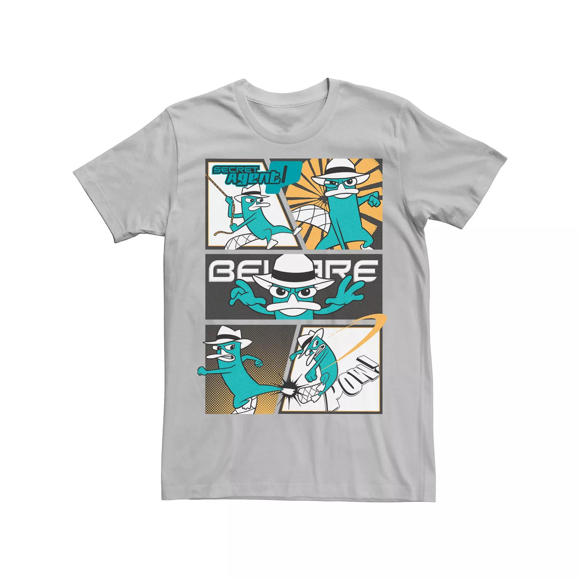 Disney's Phineas And Ferb Agent P Men's Box Up Tee, Size: Medium, Silver Product Image