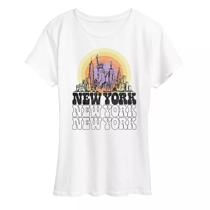 Womens New York Vintage Graphic Tee Grey Gray Product Image