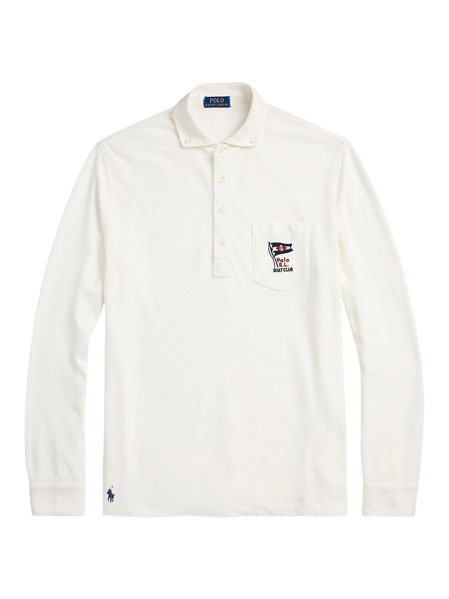 Mens Nautical-Embroidered Mesh Polo Shirt Product Image