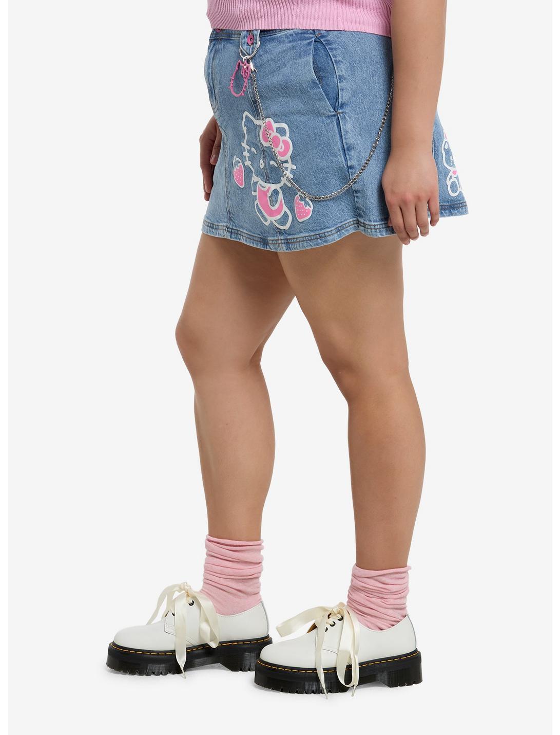 Hello Kitty Strawberry Belt Chain Denim Skirt Plus Size Product Image