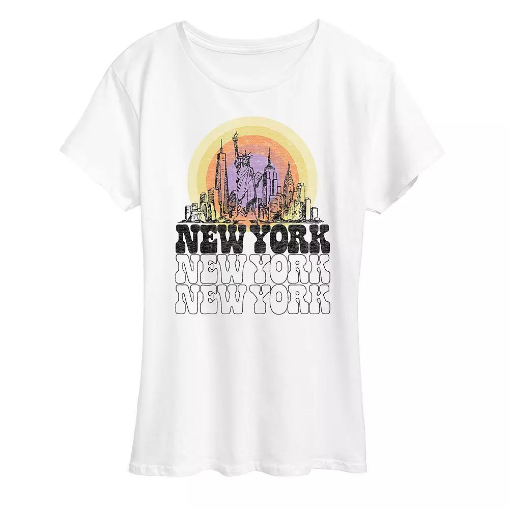Womens New York Vintage Graphic Tee Grey Gray Product Image